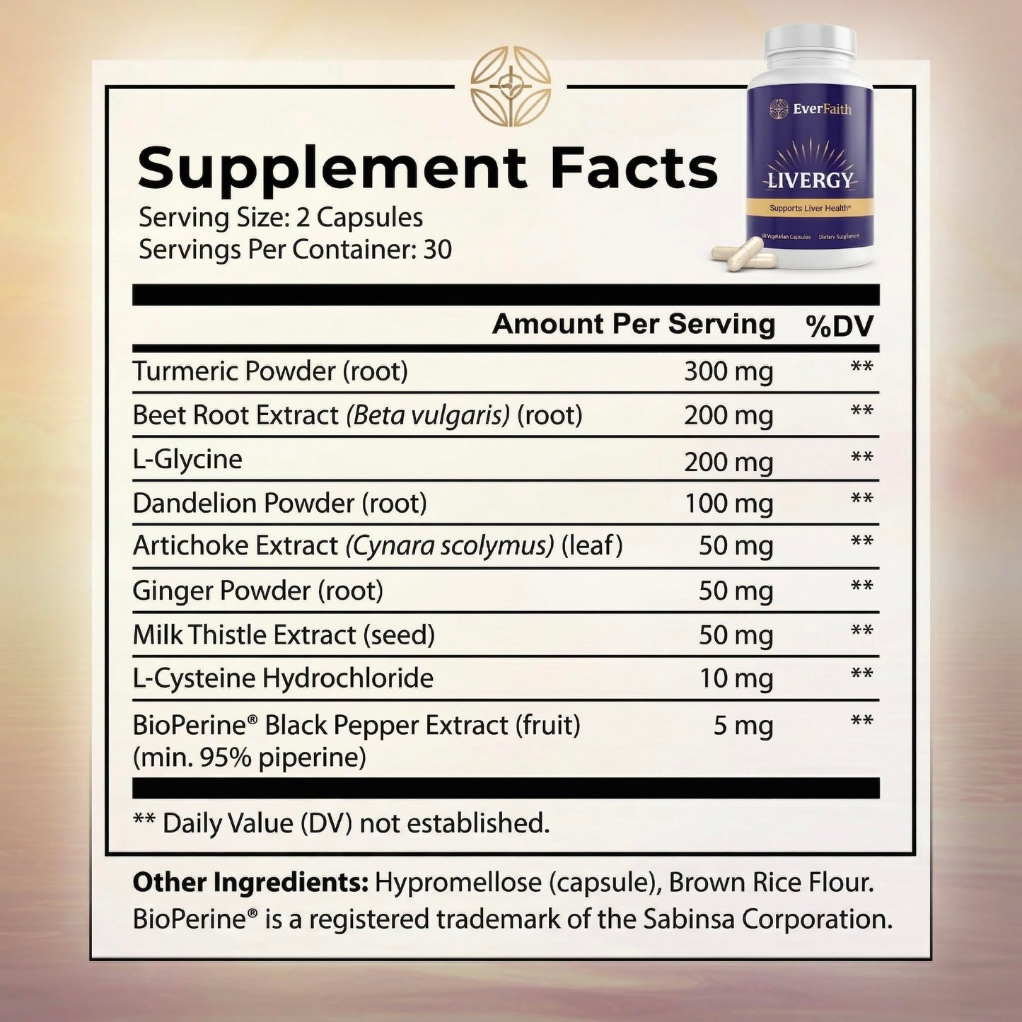 EVERFAITH Livergy Liver Cleanse Detox & Repair Liver Support & Health Supplement 60 Capsules