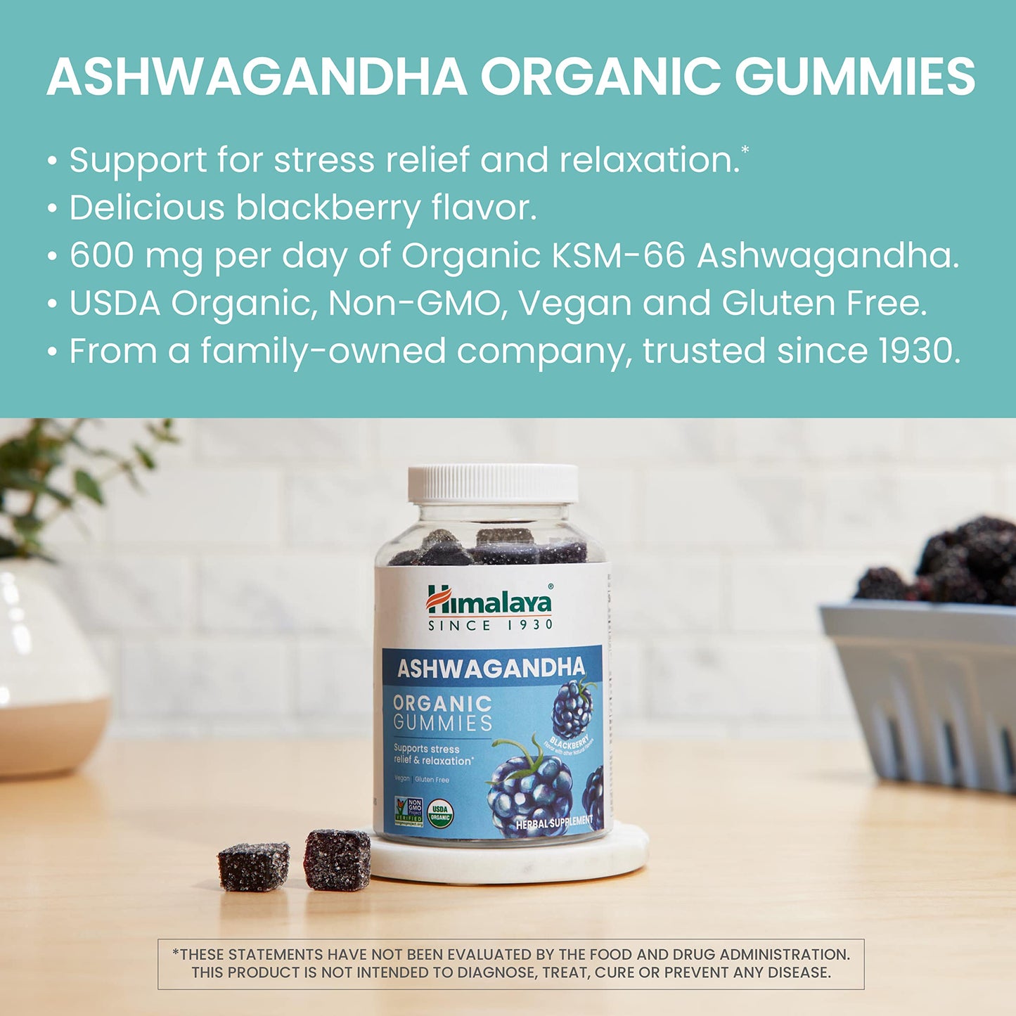 Himalaya KSM-66 Organic Ashwagandha Capsules, 120 Capsules