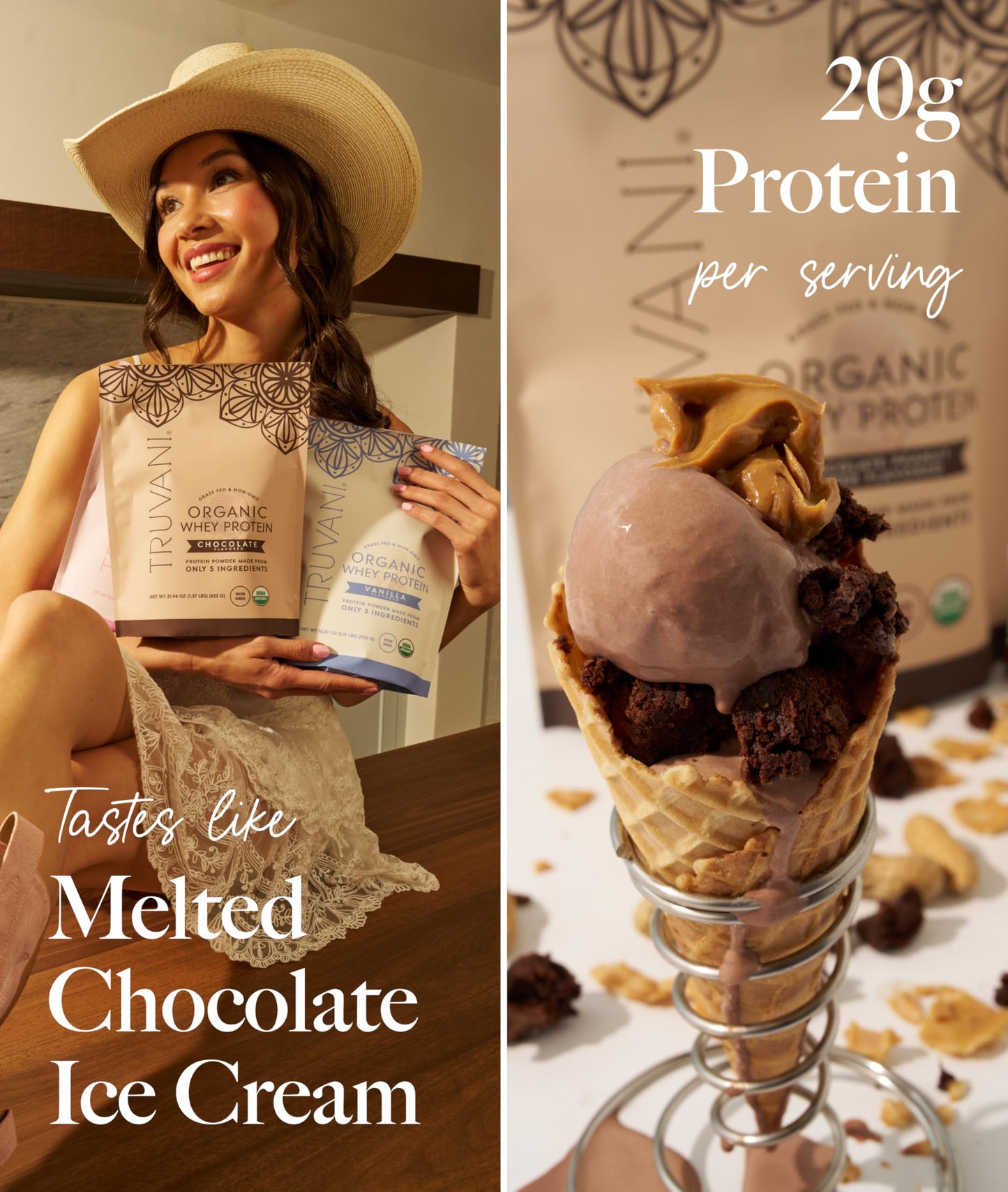 Truvani Organic Whey Protein Powder Chocolate, 1.09 oz