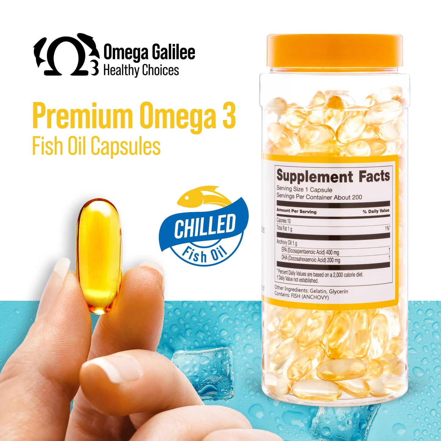 Omega 3 Galilee Healthy Choices Omega-3 Fish Oil Softgels 200