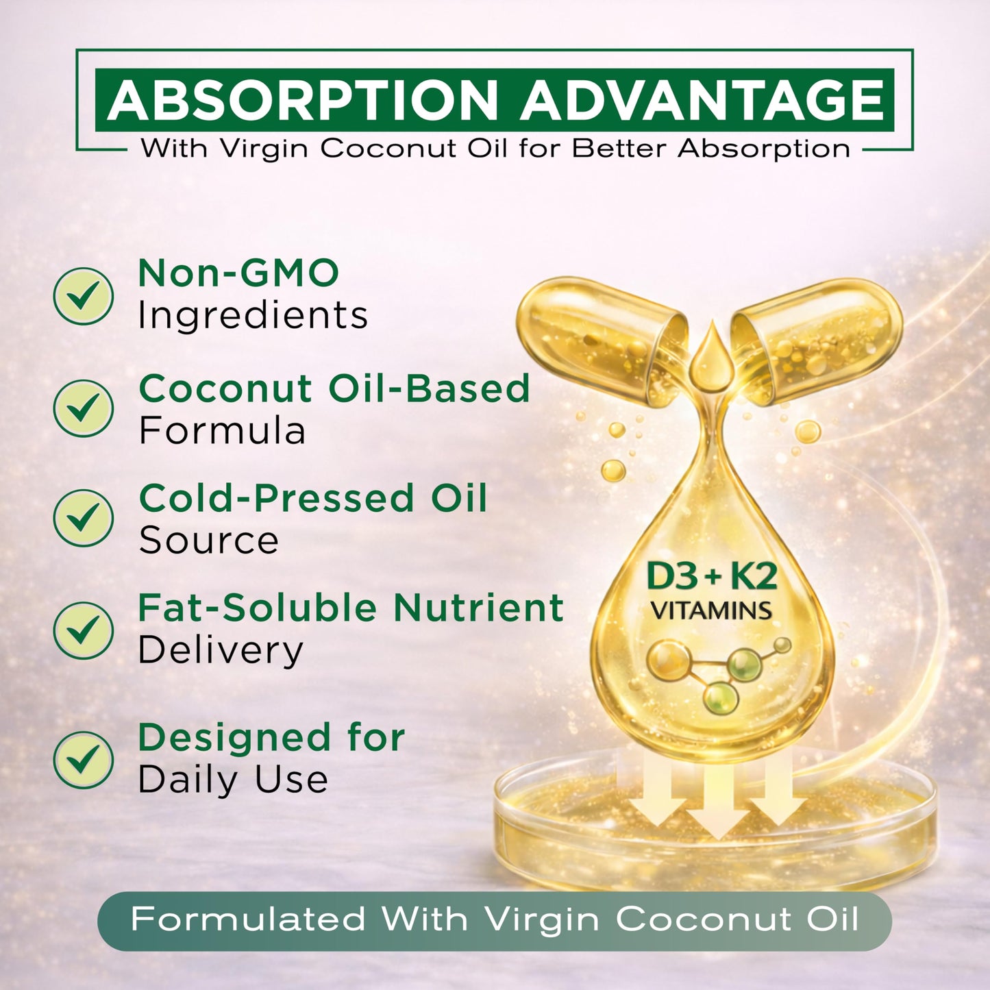 NutraVora Vitamin D3 K2 Supplement Softgels 300