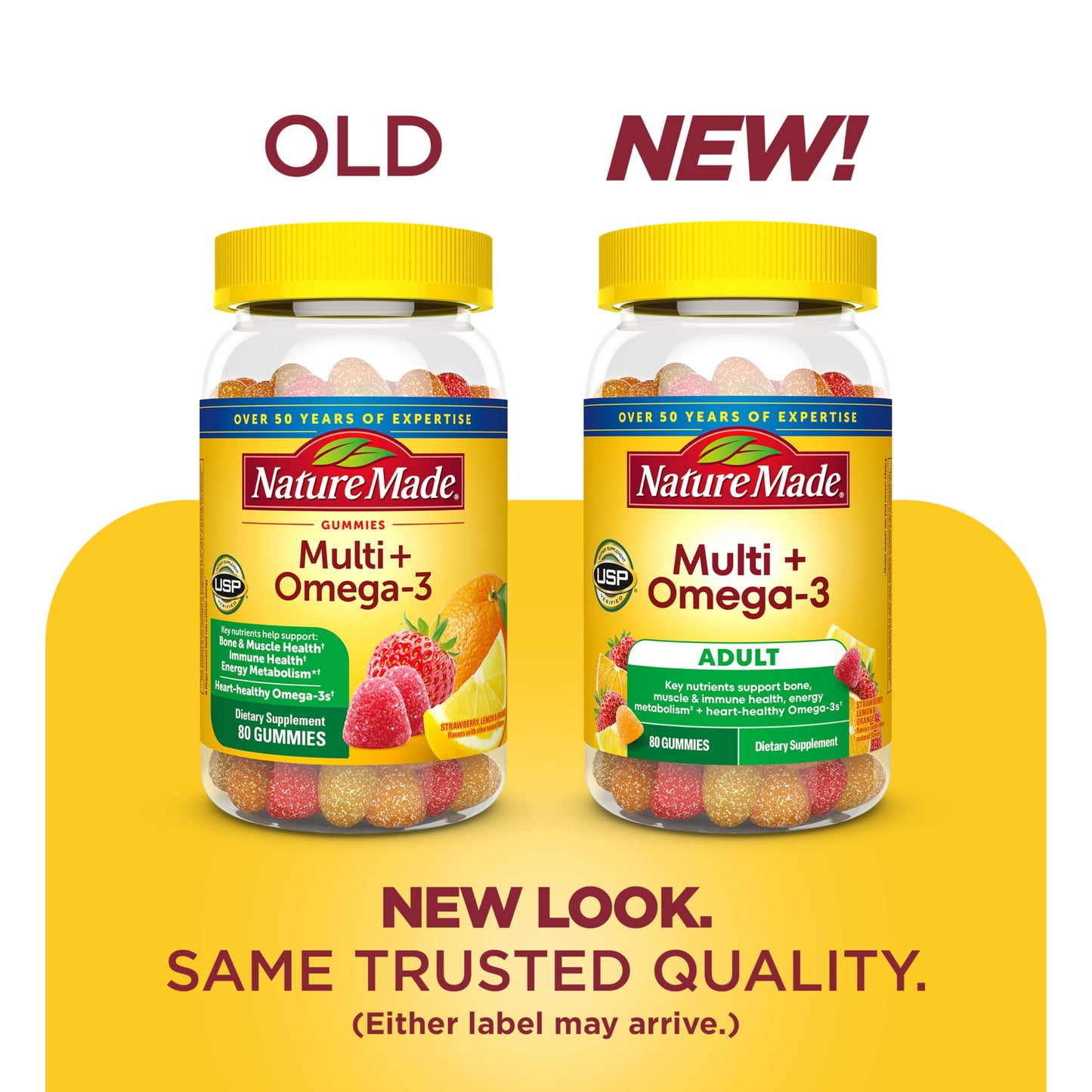Nature Made Multivitamin + Omega-3, Multivitamin Gummies for Adults Gummy 80 Count