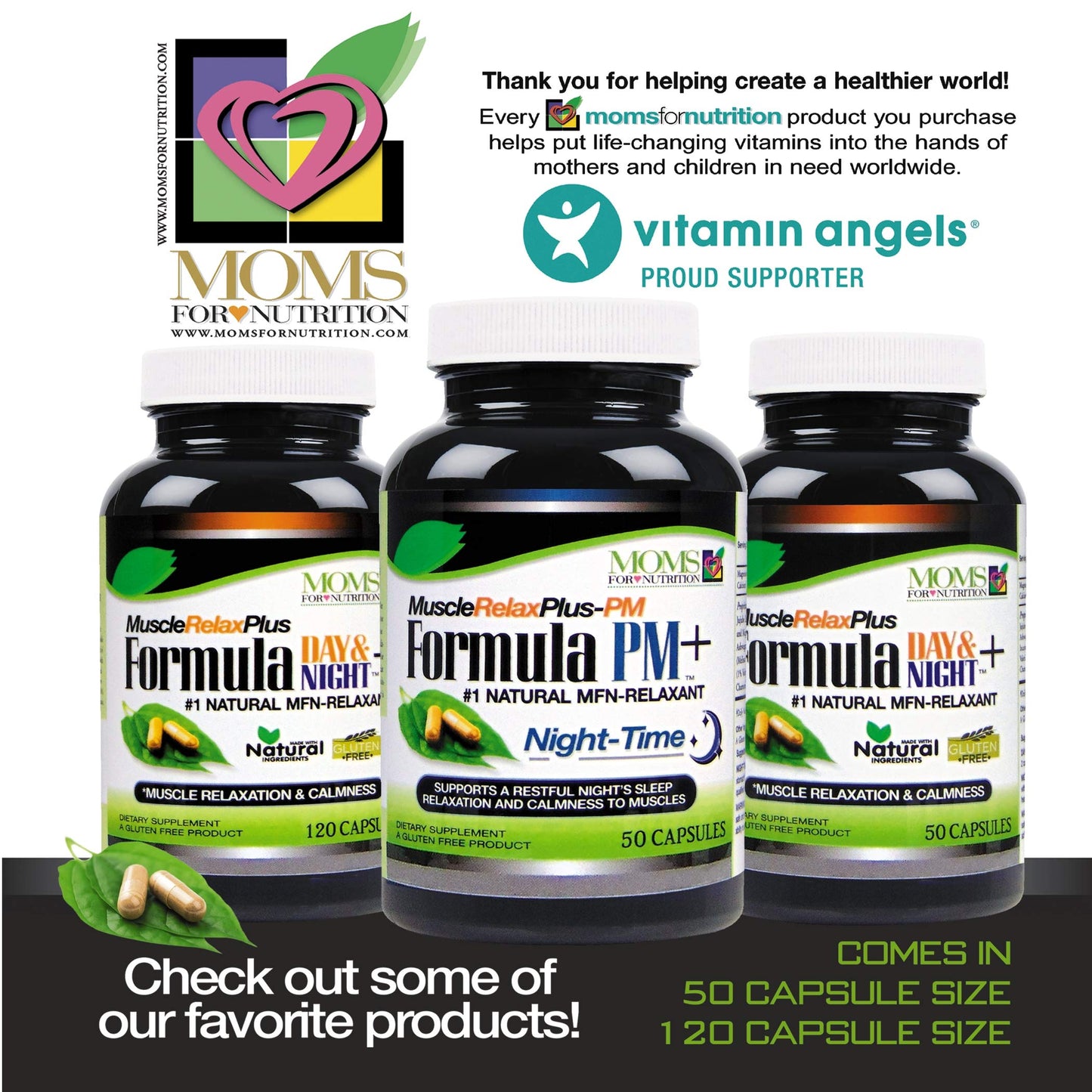 Moms For Nutrition All Natural Muscle Relax Formula PM Plus 1,150 mg Night-Time Relaxer Capsules 120 Count
