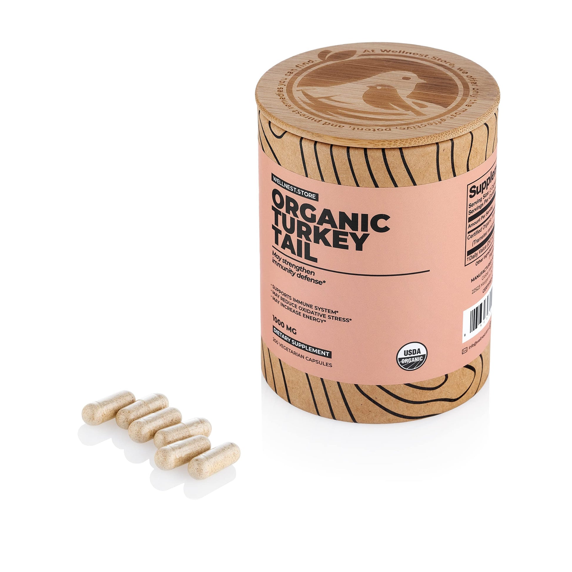 Wellnest.Store Turkey Tail Organic Mushroom (Trametes Extract) Capsule 200