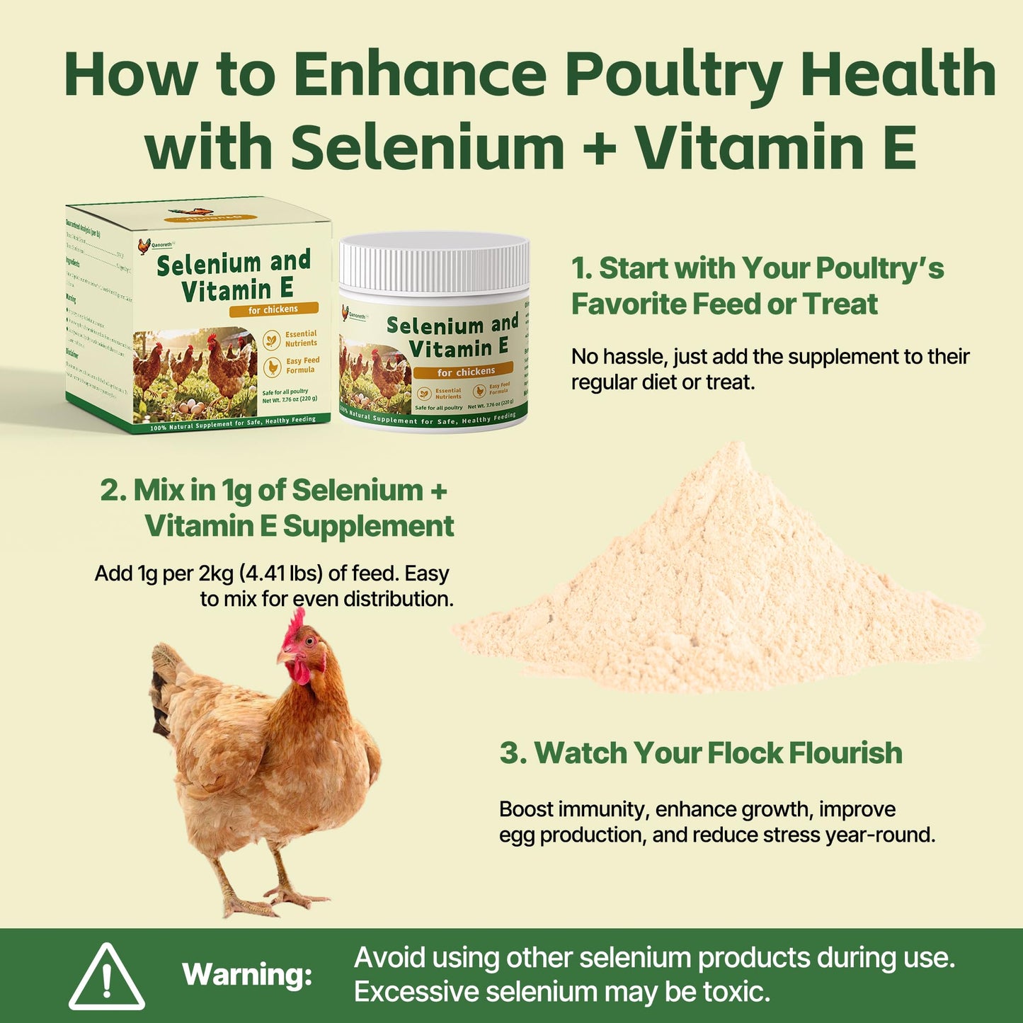 Qanoreth Vitamin E Powder for Chickens 1