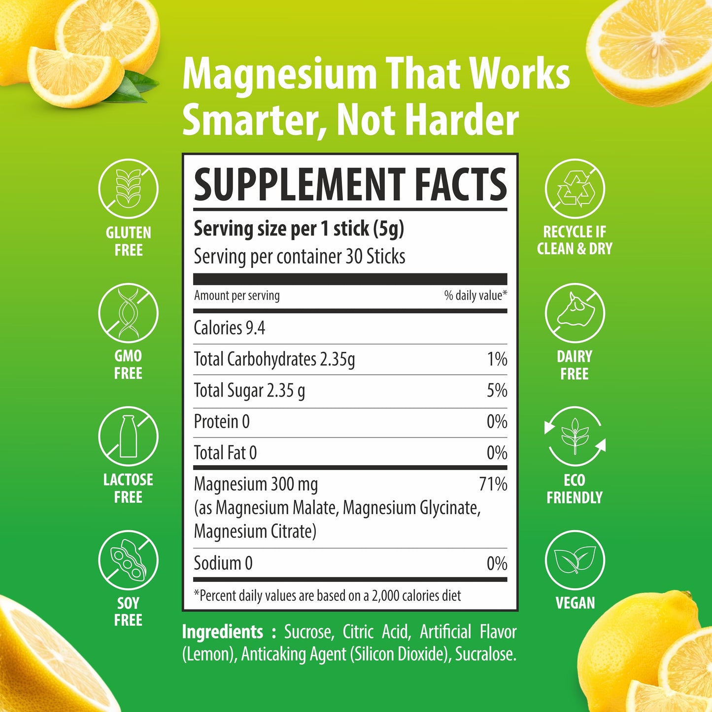SAINEBIO Nano Magnesium Powder Lemon Lime Flavour 5.29 Ounce