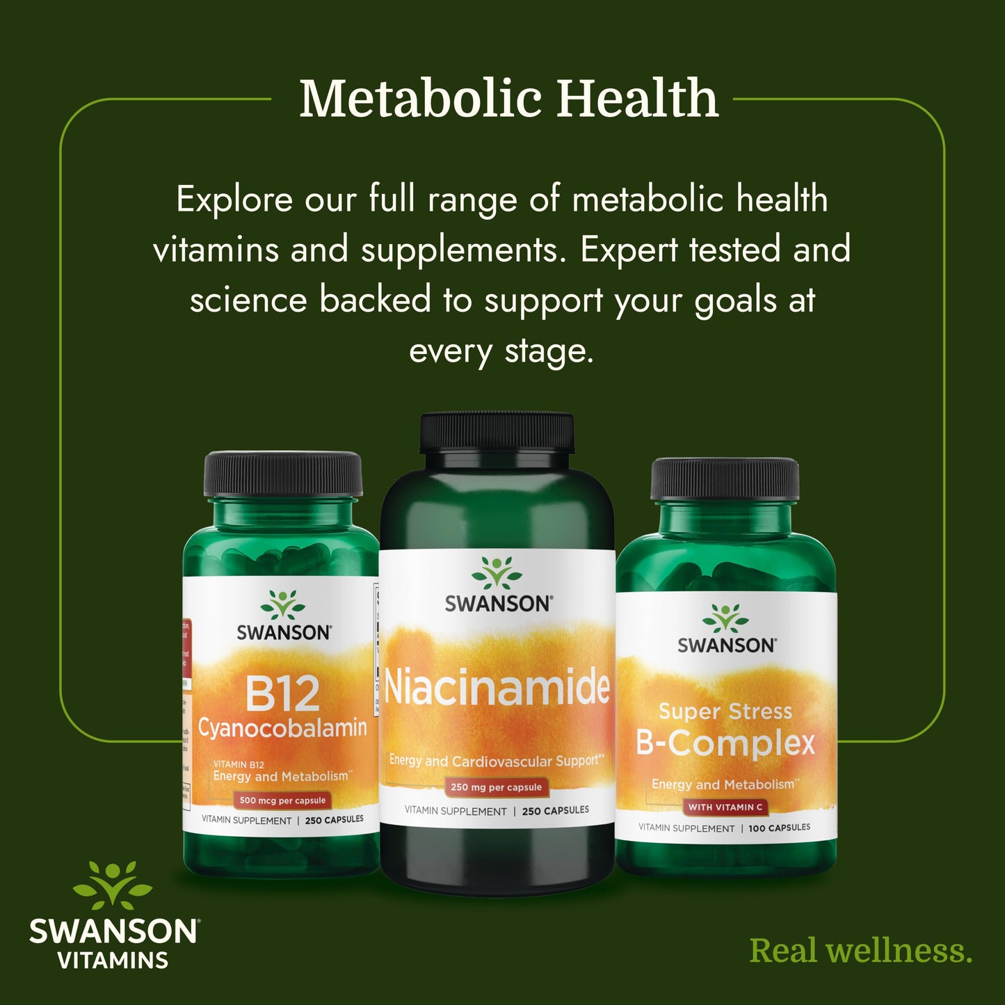 Swanson Niacinamide Vitamin B3 Supplement 250 Capsules