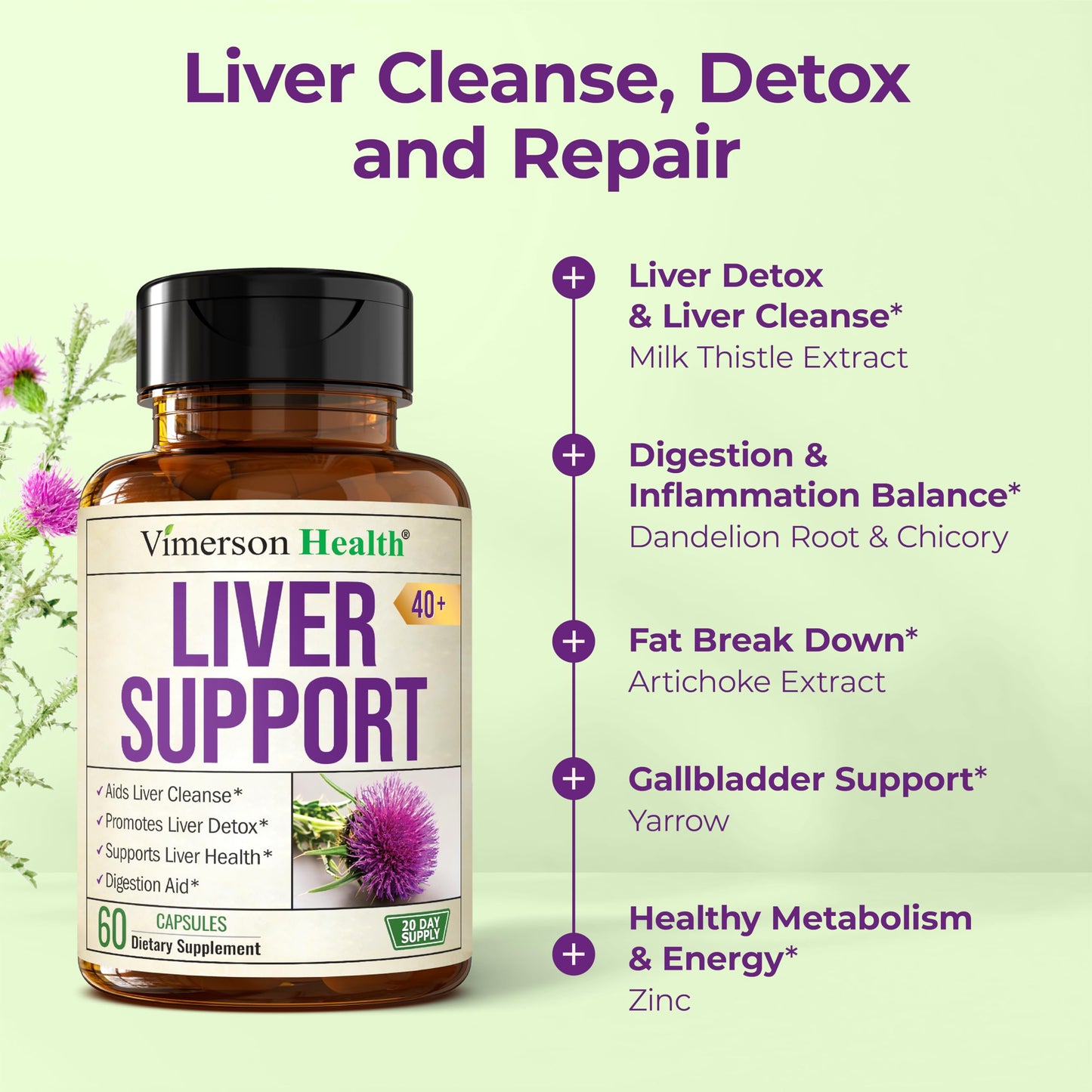 Vimerson Health Liver Support with Artichoke Extract, 60 Capsules