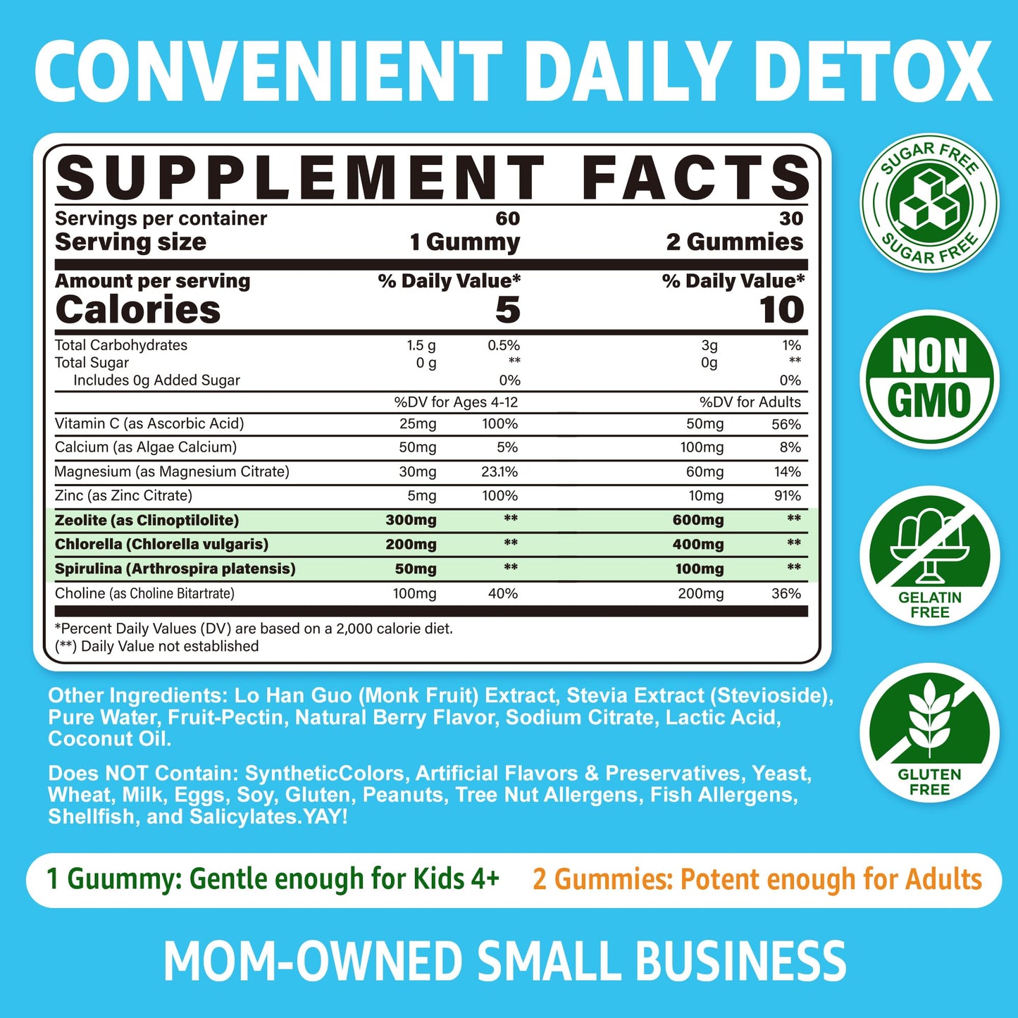 LILICARE Zeolite Detox Gummies 120 Count