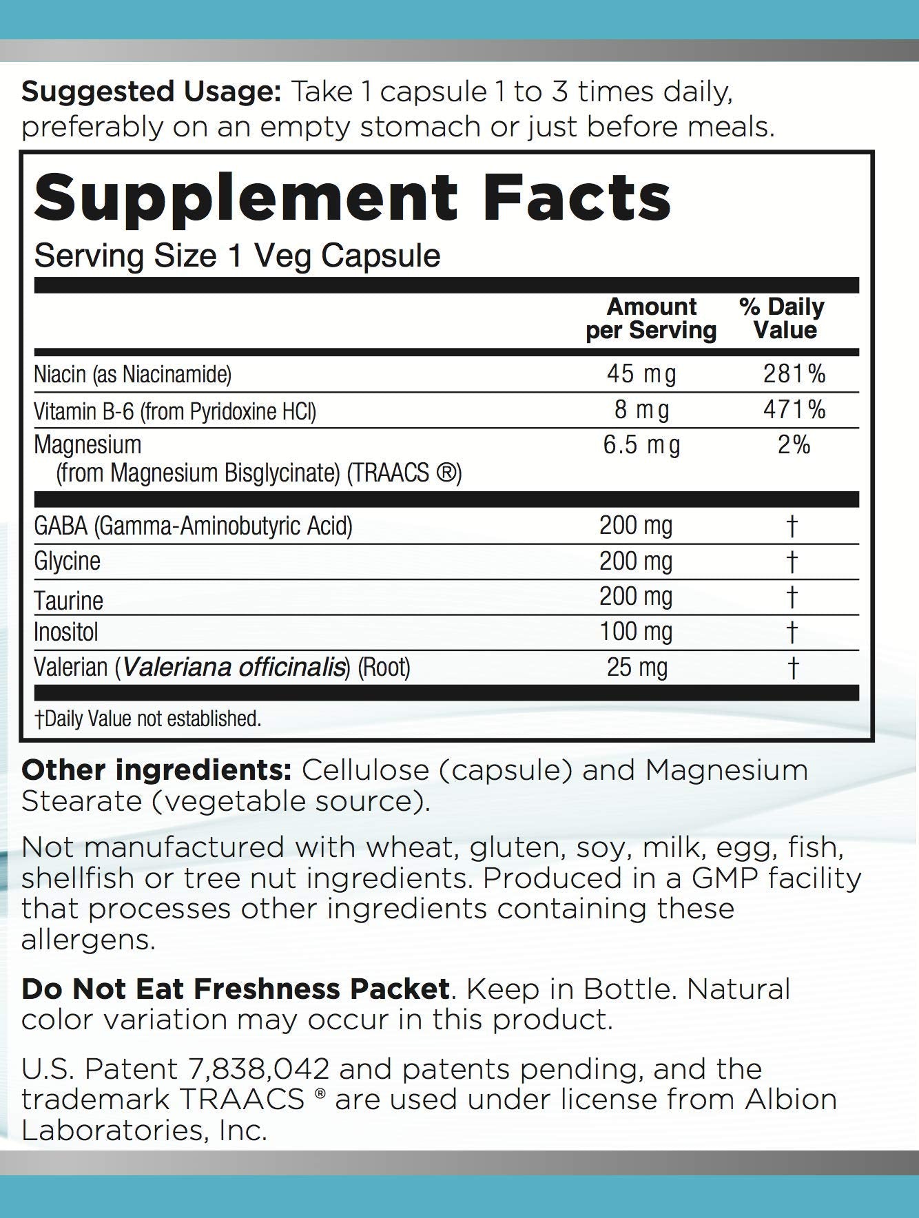 TRYVERA Neuro-Ez Amino Acid Blend with B Vitamins & Valerian Capsule, 90 Count