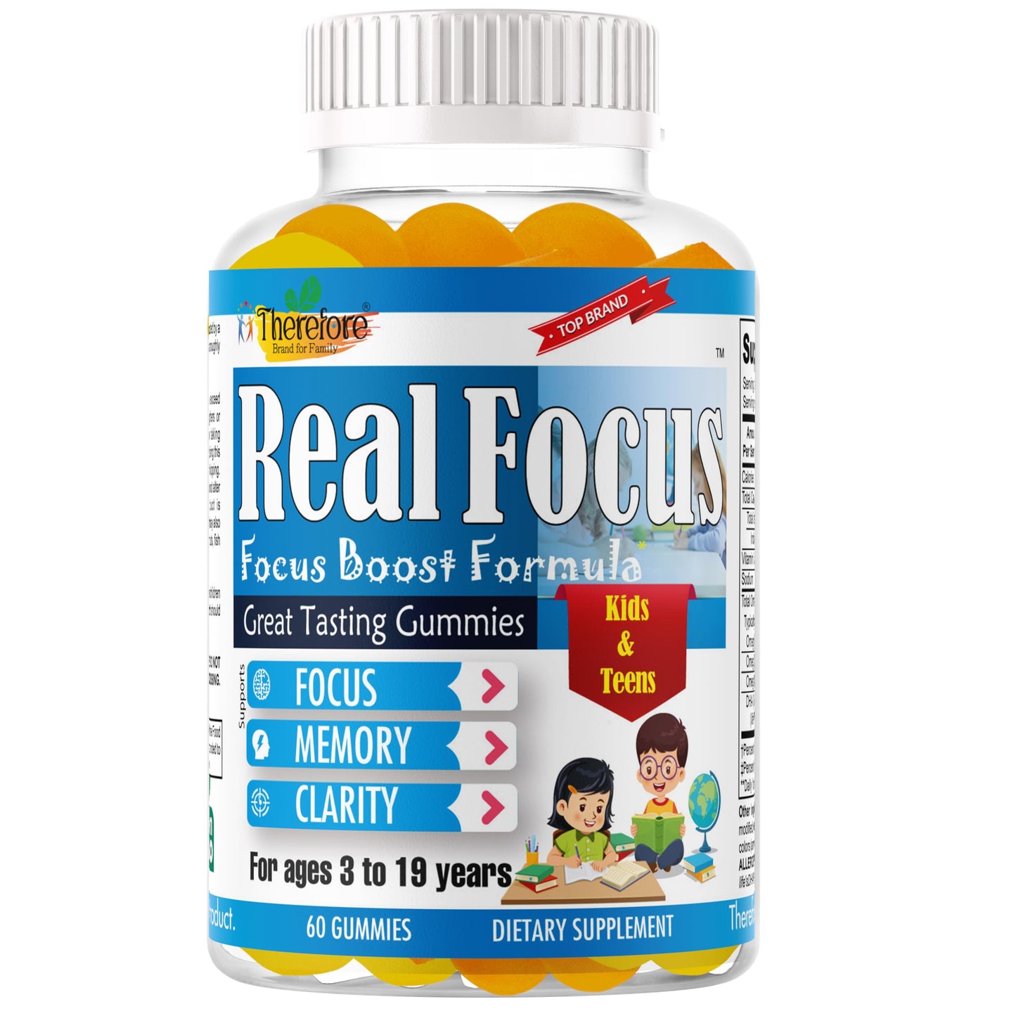 Therefore Real Focus Gummies for Kids & Teens, 60 Gummies