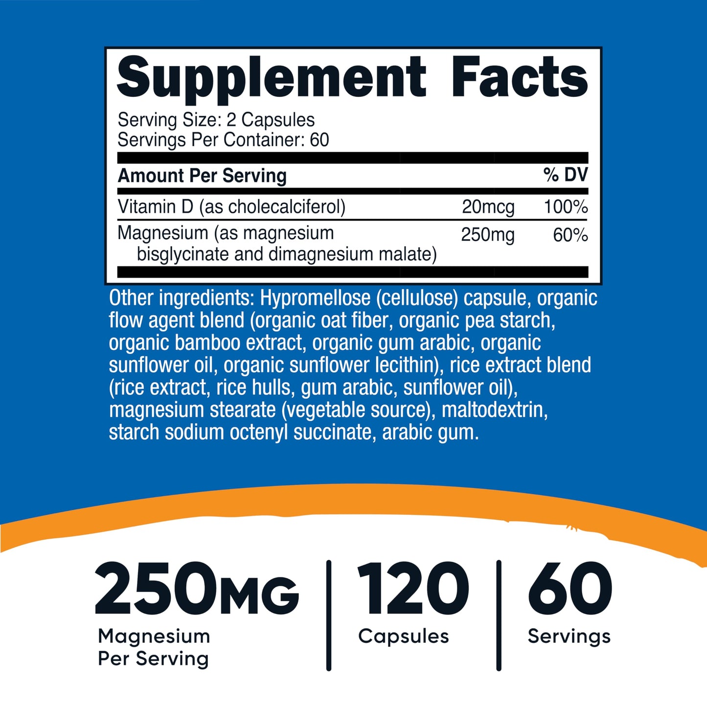 Nutricost Magnesium Glycinate + Malate 250mg Capsules, 120 Count