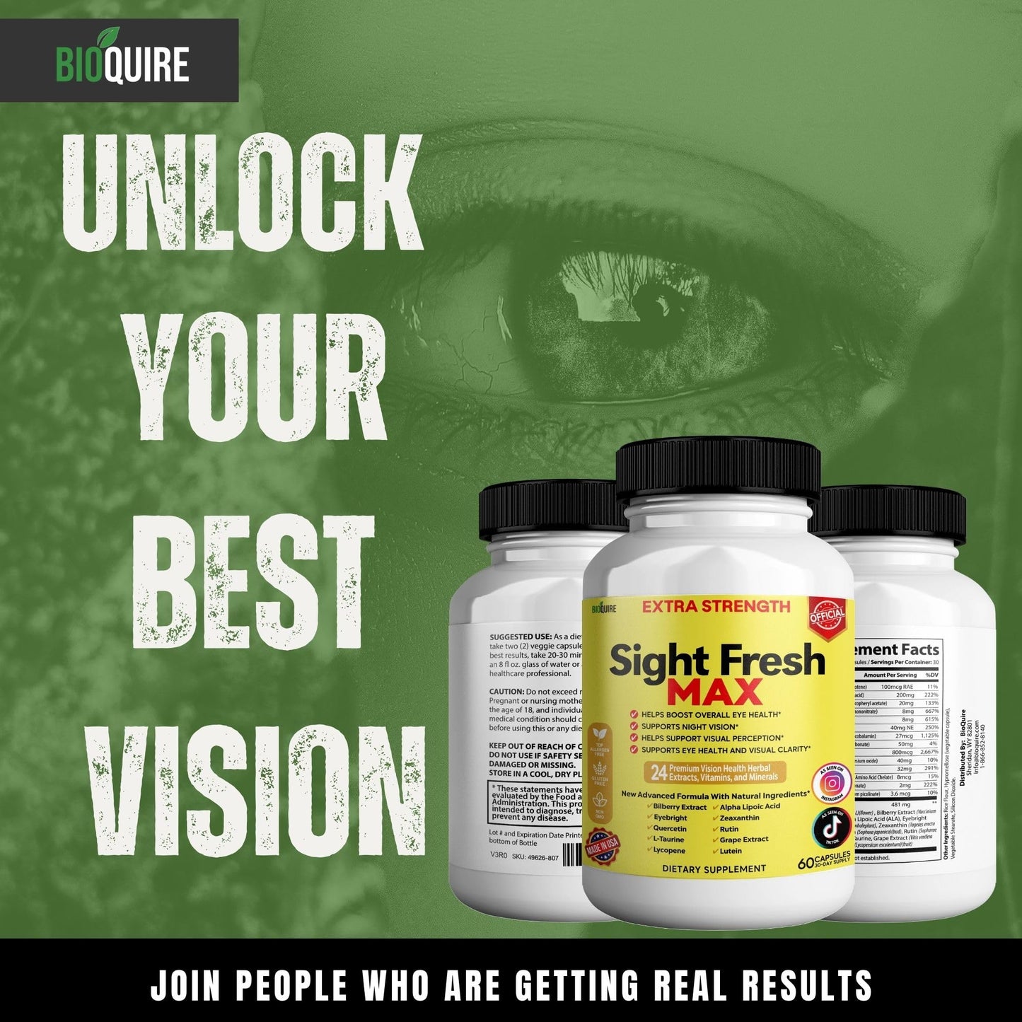 BIOQUIRE Sight Fresh MAX Vision Support Supplement 60 Capsules
