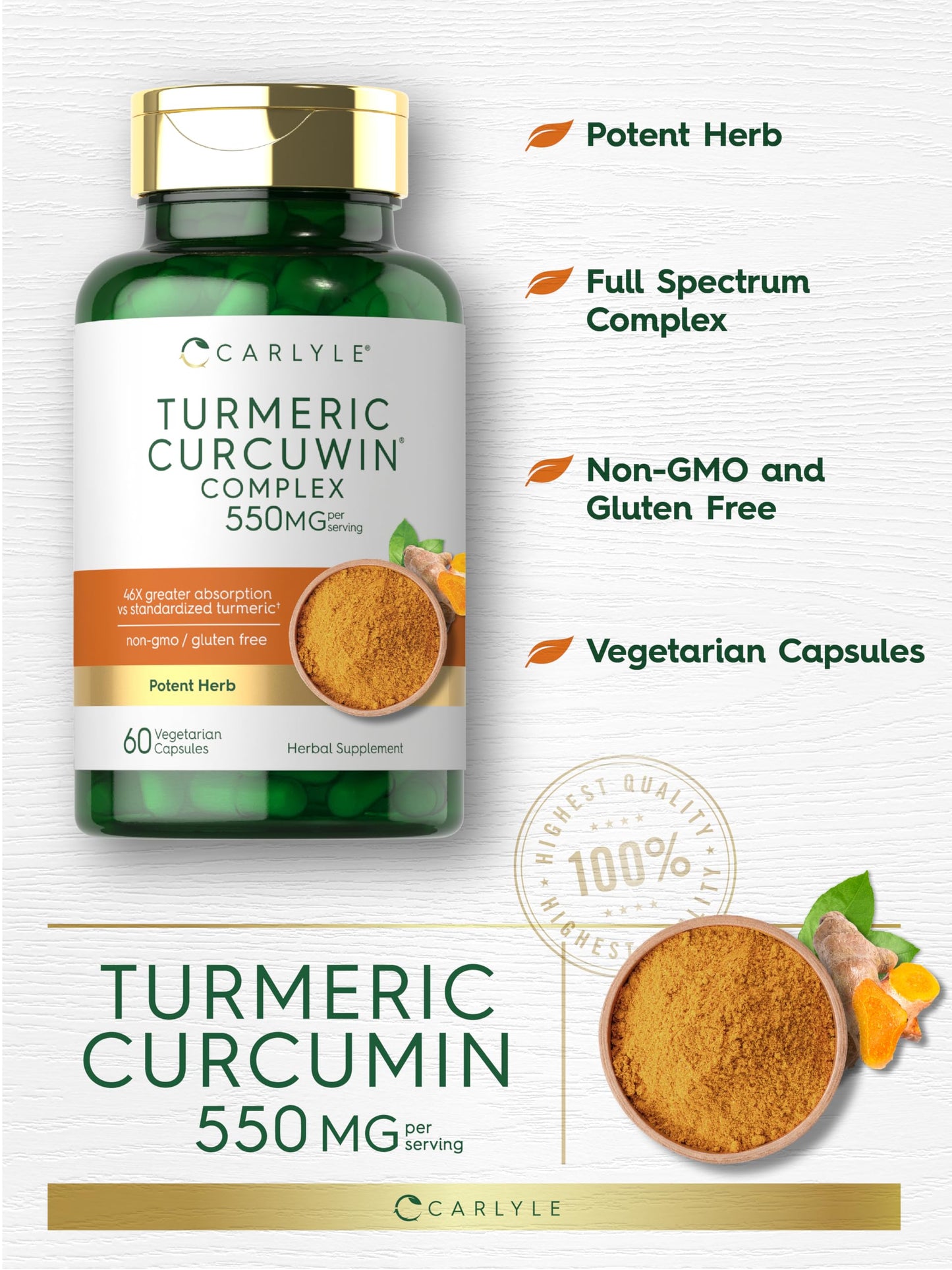 Carlyle Turmeric Curcumin 550mg Capsules 60 Count