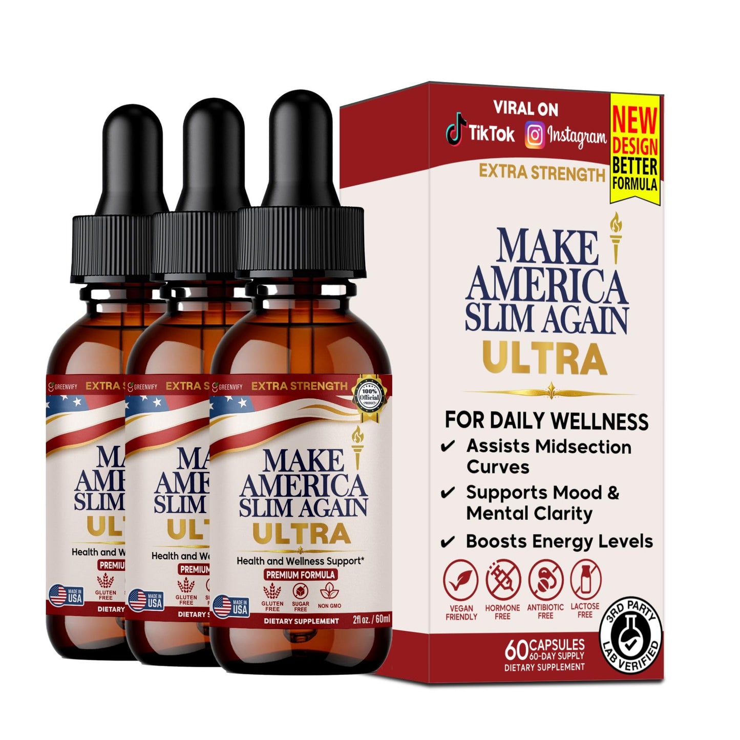 GREENVIFY Make America Slim Again Ultra Extra Strength Dietary Supplement, 60 Capsules