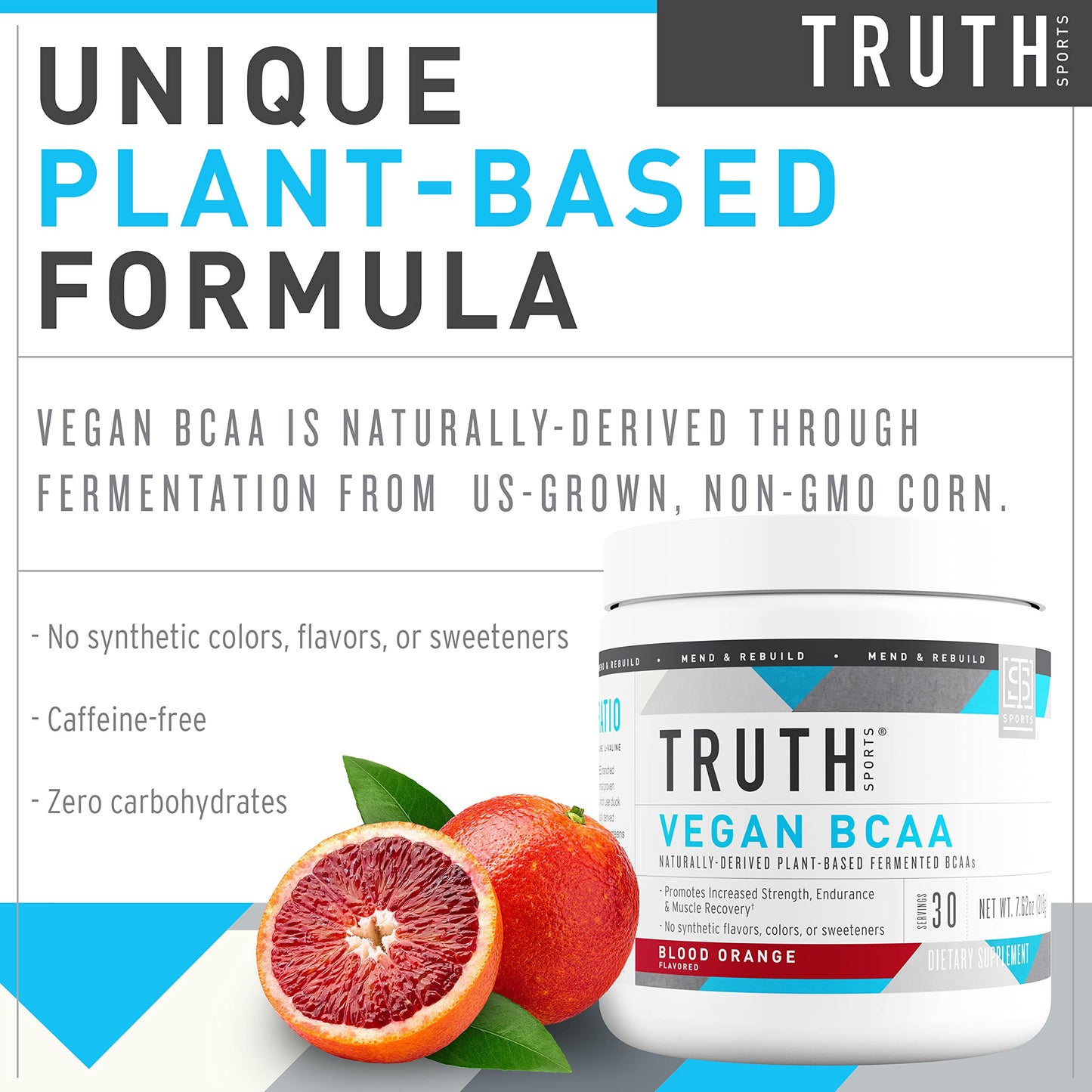 Truth Nutrition Vegan BCAA Powder Blood Orange 7.9 Ounce