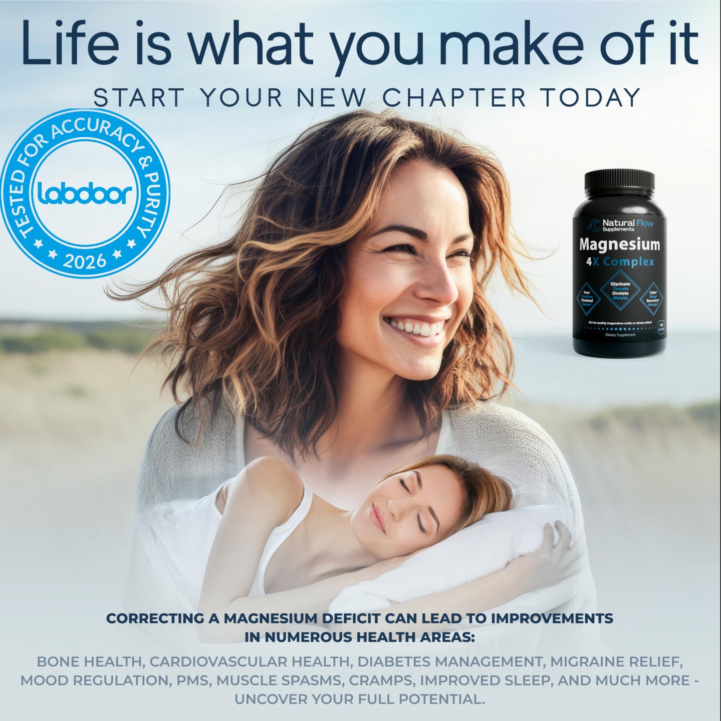 Natural Flow Supplements 4X Magnesium Supplement Capsule 120 Count