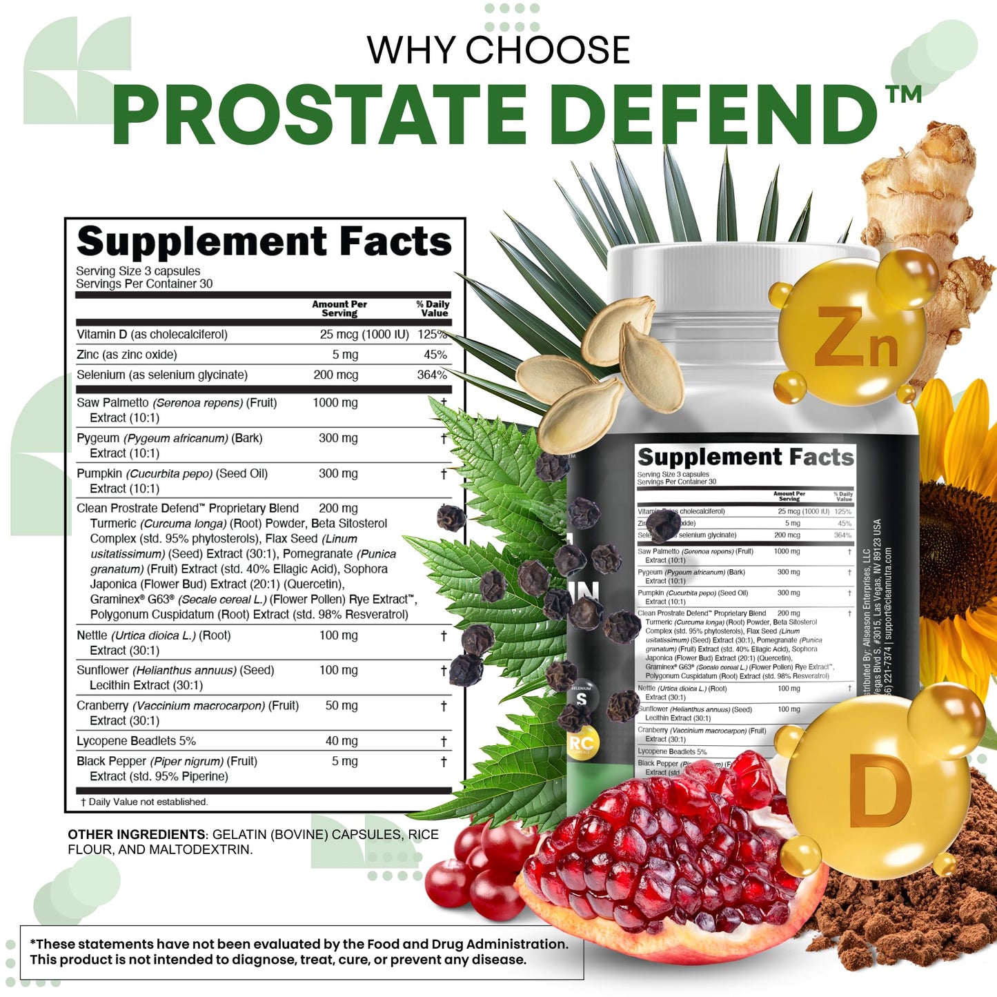 Clean Nutraceuticals Saw Palmetto Prostate Support Capsules 90 Count