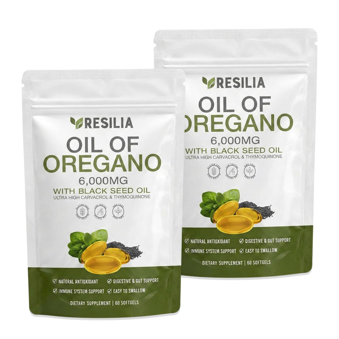 Resilia Oil Of Oregano Softgels With Black Seed Oil 6000mg, 120 Count