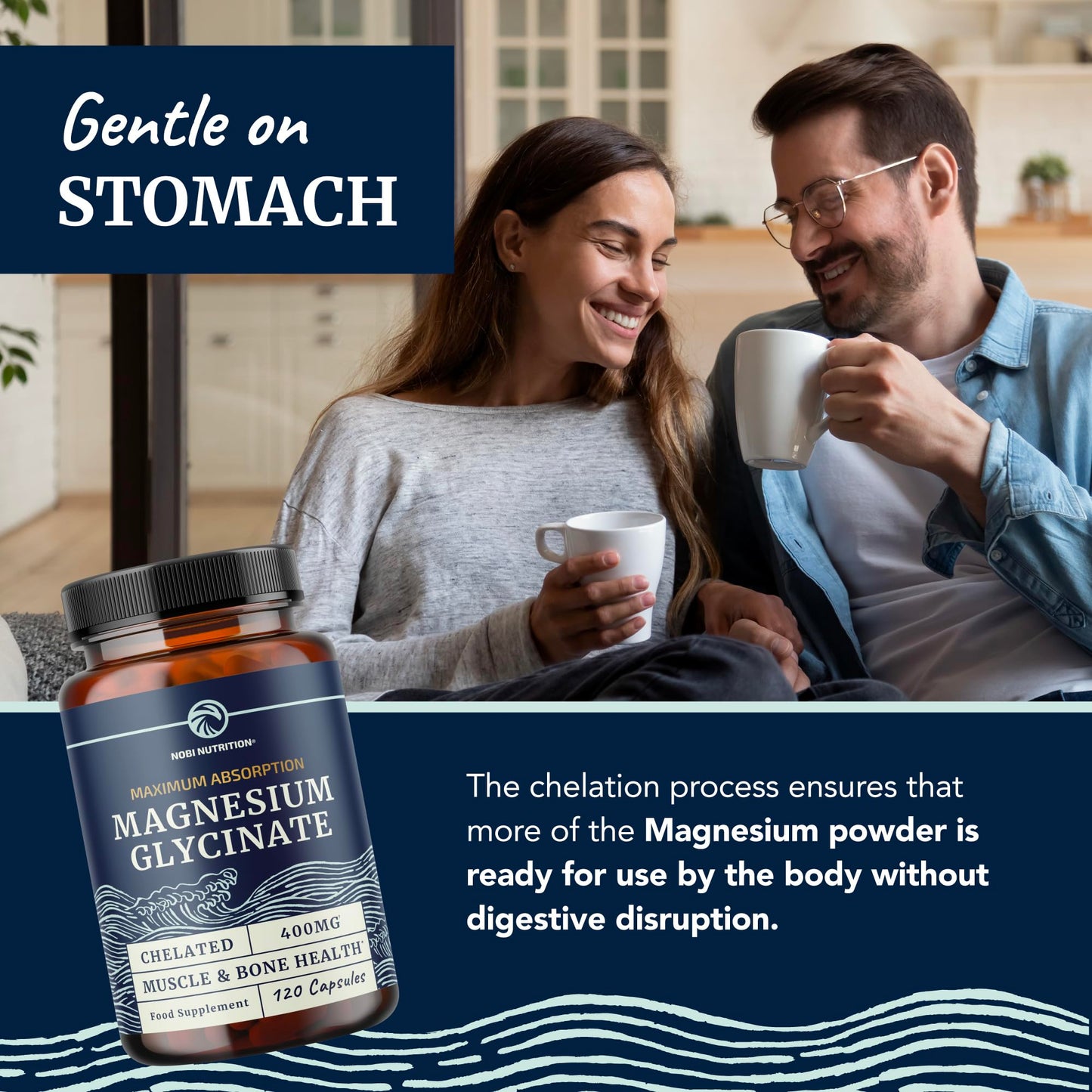 Nobi Nutrition Magnesium Glycinate 400mg Capsule, 120 Count
