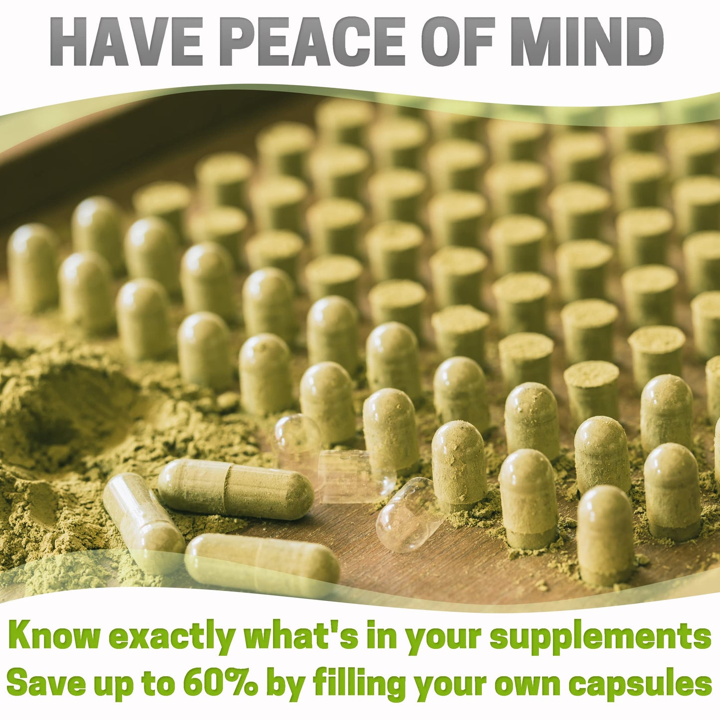 XPRS Nutra Empty Capsules - Size 00 - 1000 Count - Sage Green, Vegan