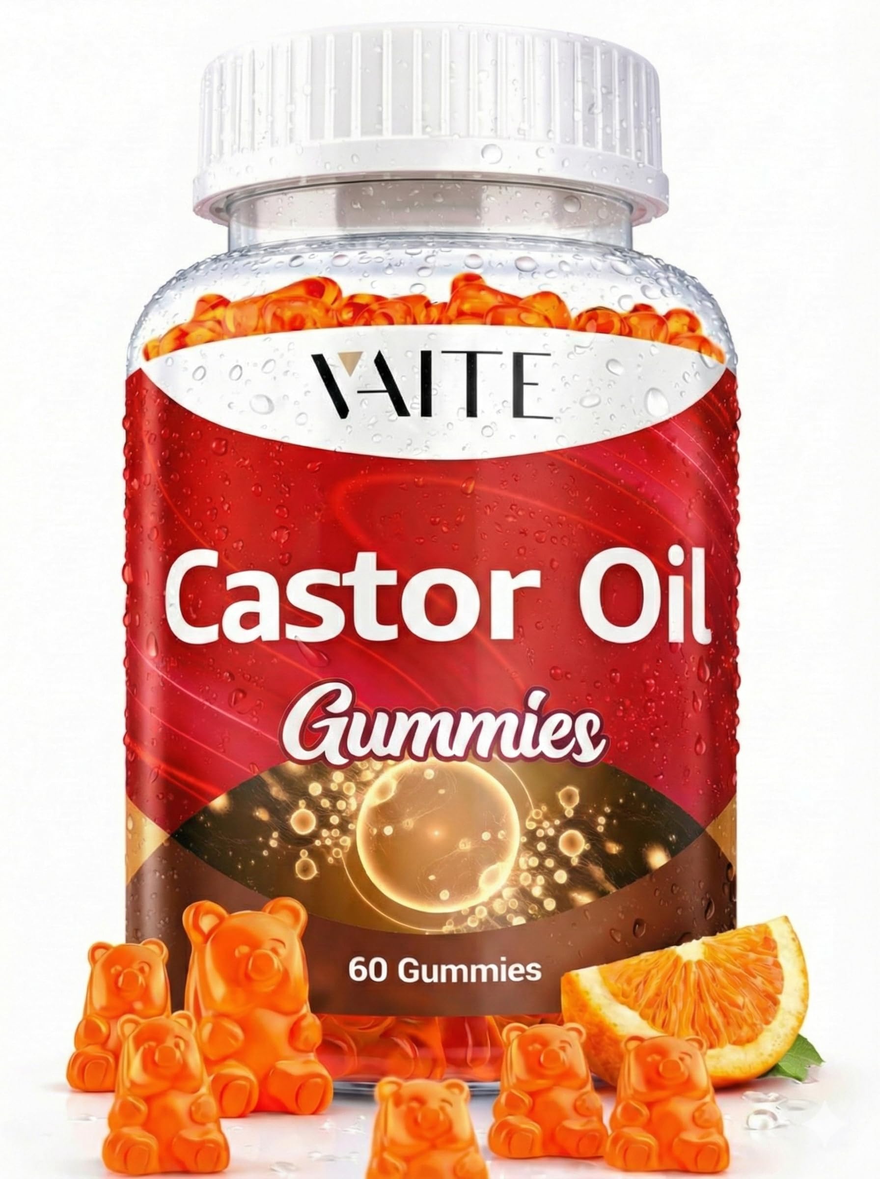 VAITE Castor Oil Gummies 1000mg, 60 Chewables