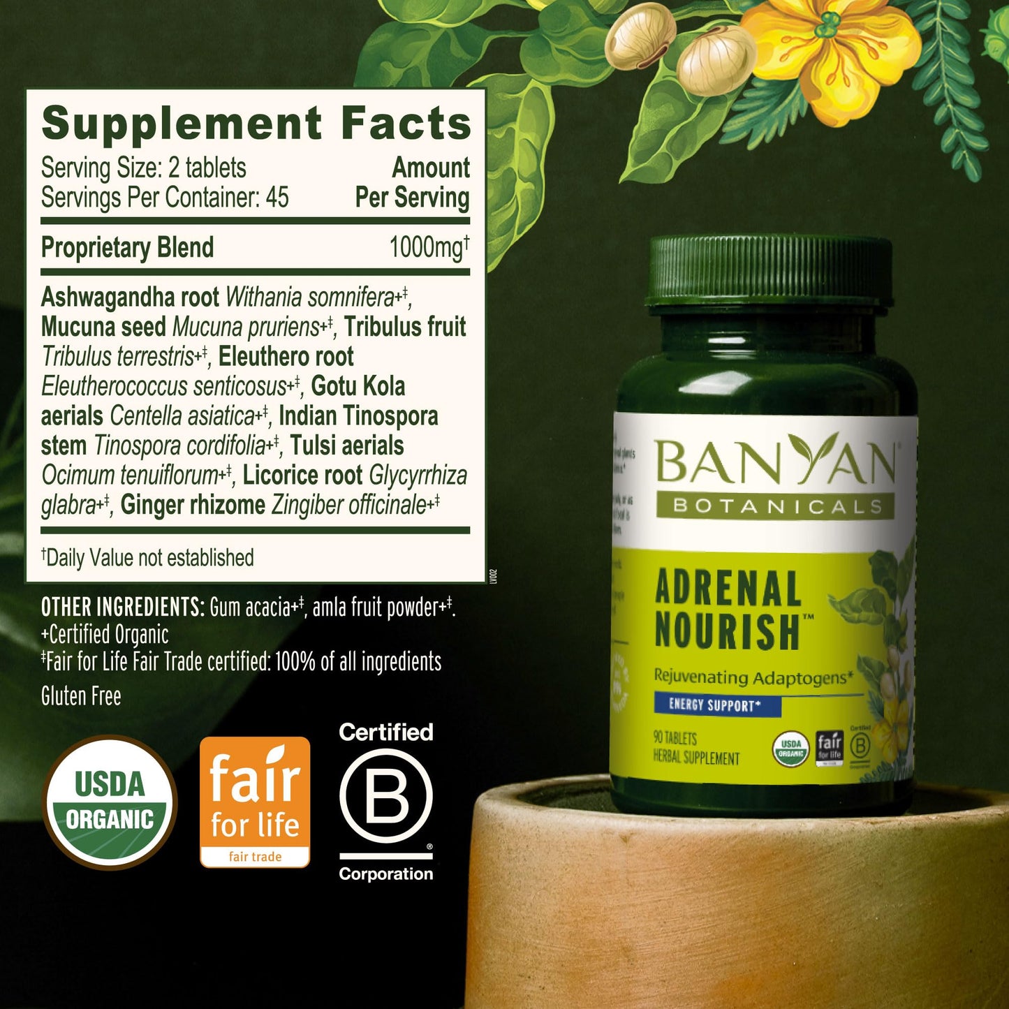 Banyan Botanicals Organic Adrenal Nourish Tablet 90 Tablets