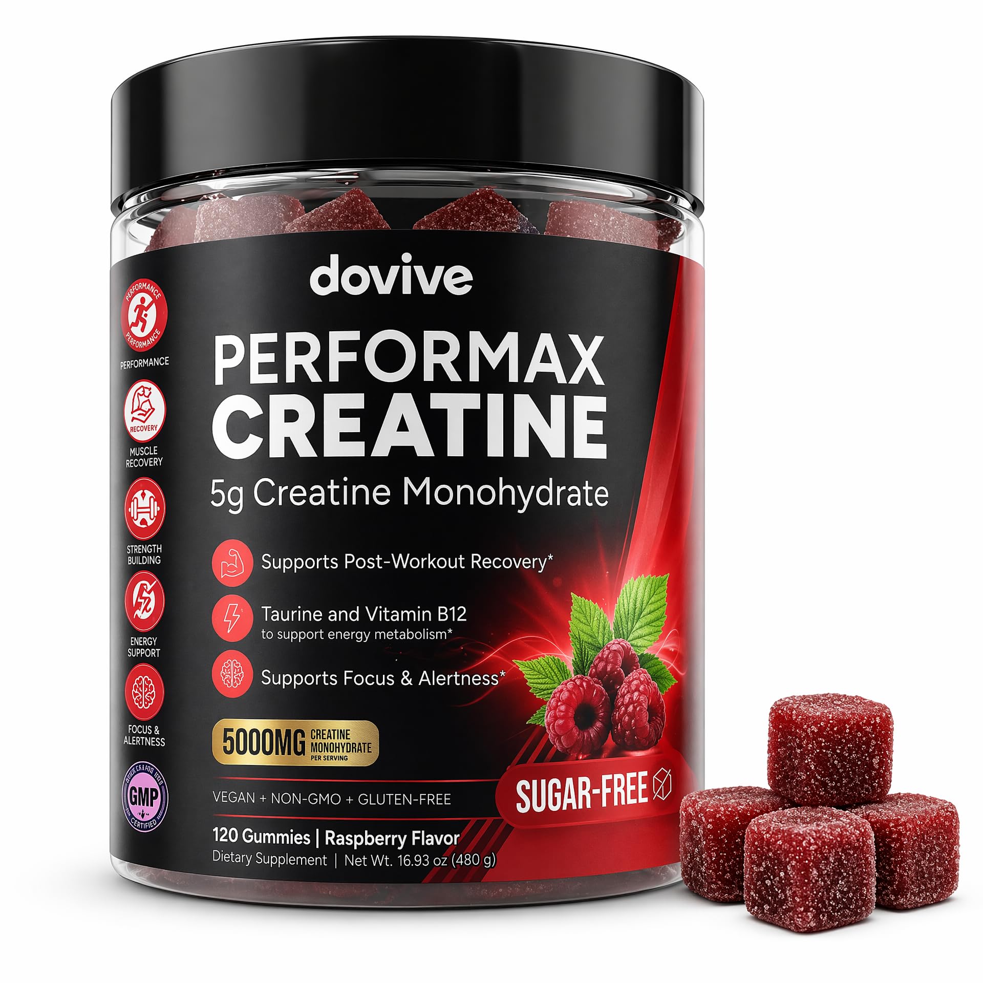 DOVIVE Creatine Monohydrate Gummies 5000mg 120 Count