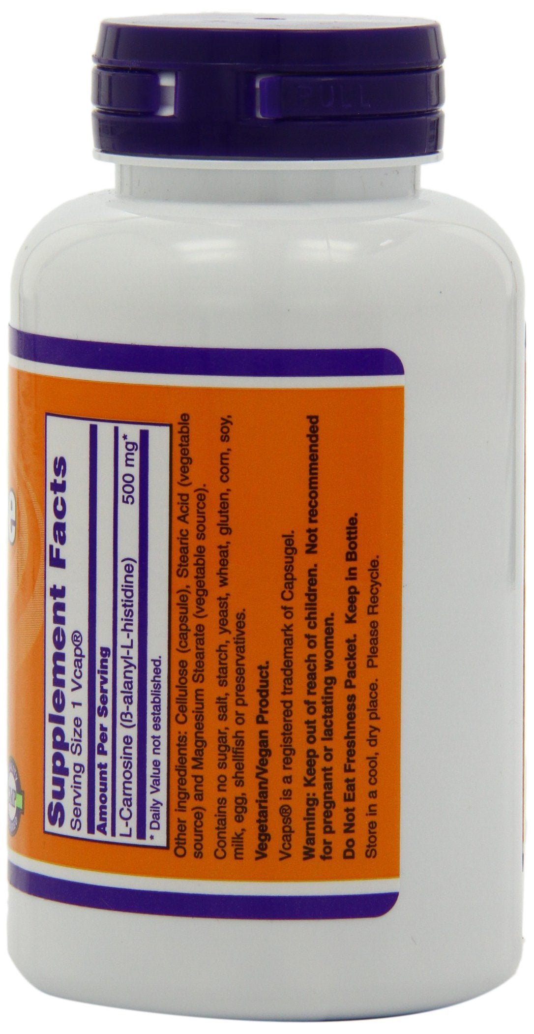 NOW Foods L-Carnosine 500 mg Capsules, 100 Count