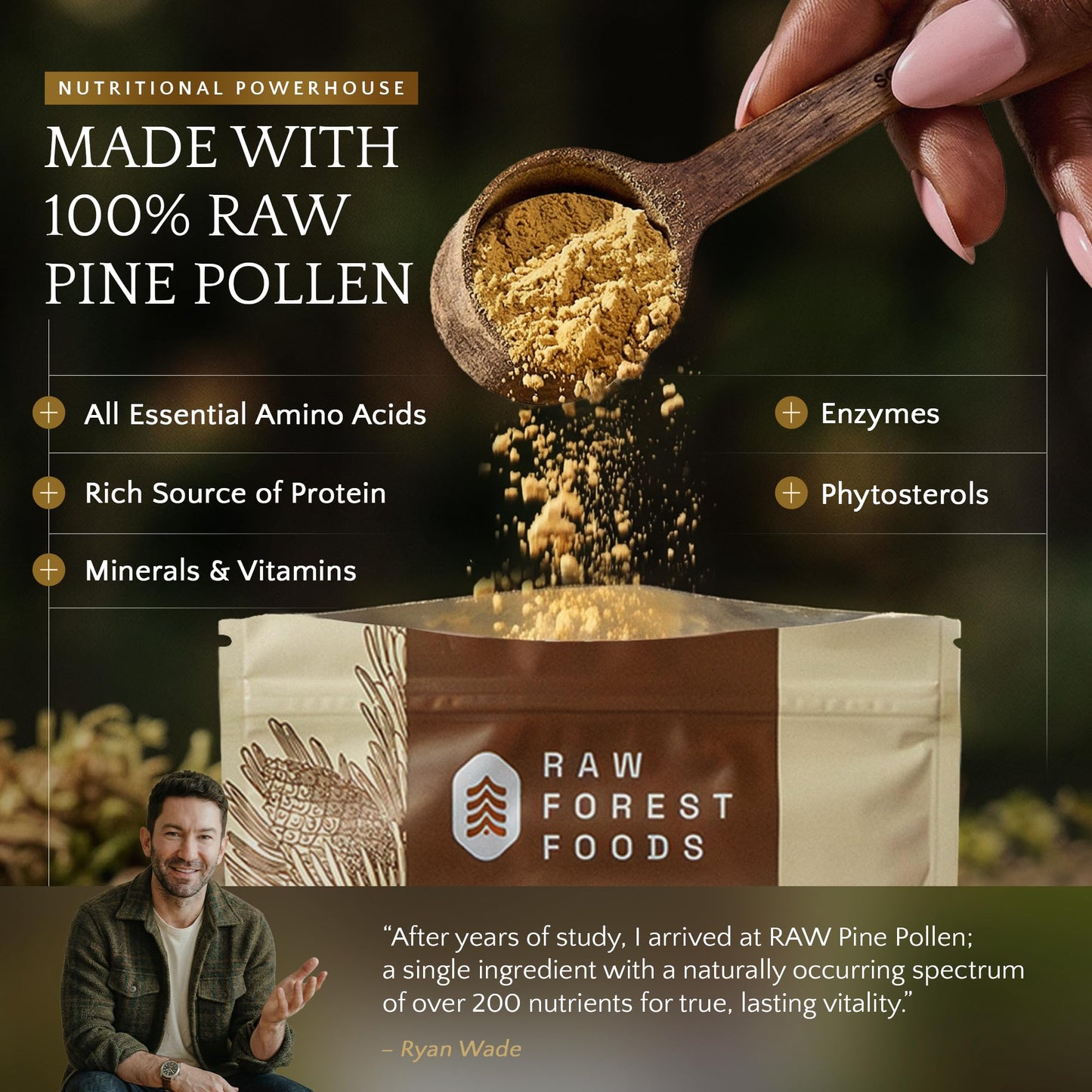 RAW Forest Foods Pine Pollen Powder 9.97 Ounce