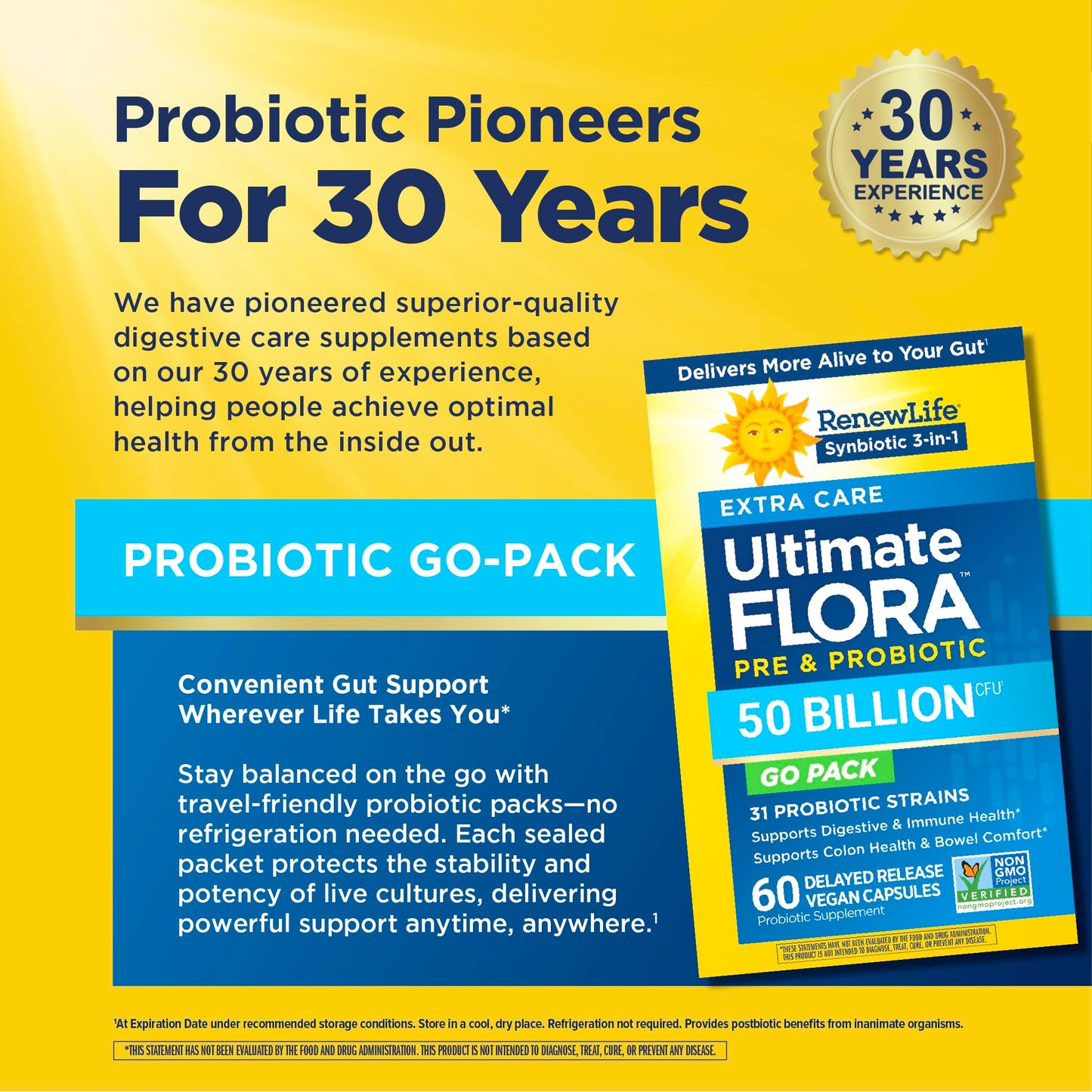 Renew Life Ultimate Flora Extra Care Probiotic 50 Billion CFU Capsule, 60 Count