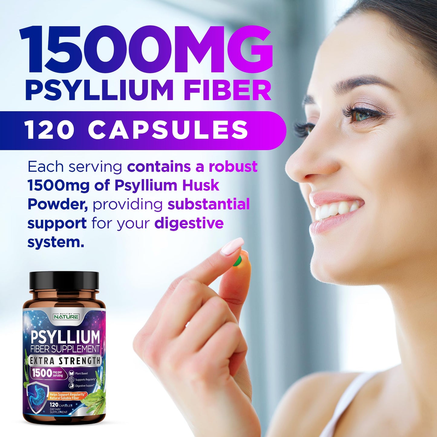 Built by Nature Psyllium Husk 120 Capsules