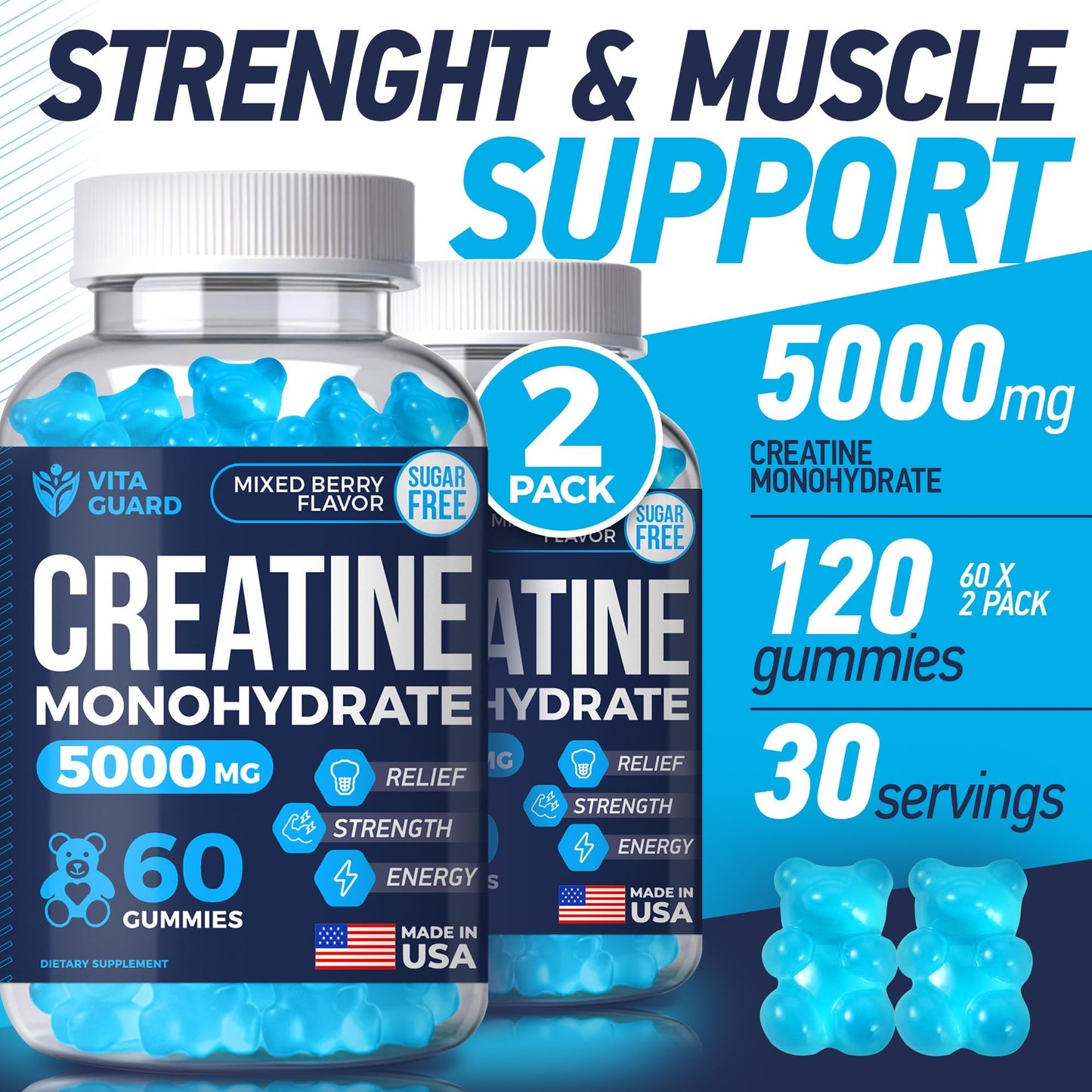 Vita Guard Creatine Monohydrate 120 Gummies