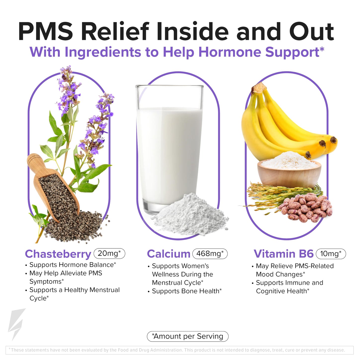 InnoSupps Inno Complete PMS Support - PMS Support Supplement for Women with Chasteberry, Vitamin B6, & Calcium for Women for Period Relief, Cramp Relief, Mood and Cycle Balance, 28 Capsules