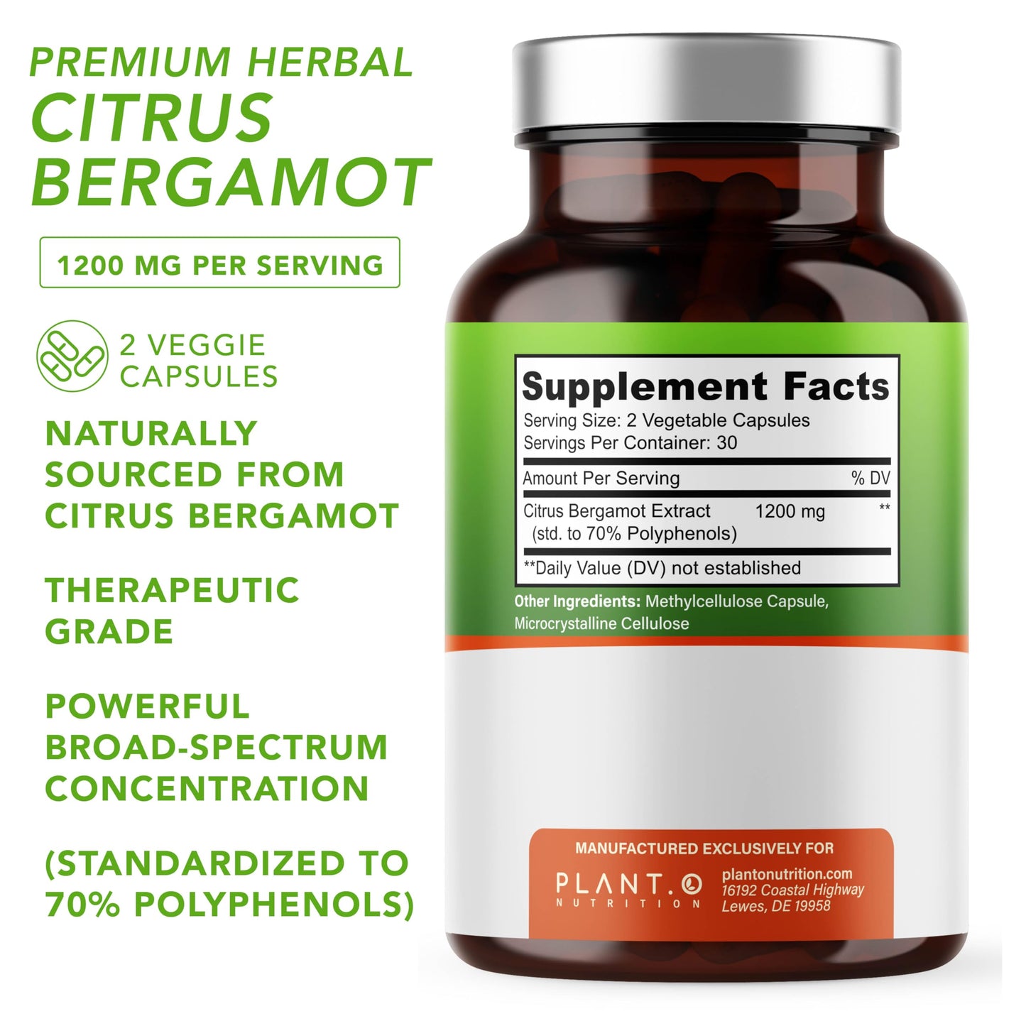 PLANT.O NUTRITION Citrus Bergamot Supplement Capsule 60