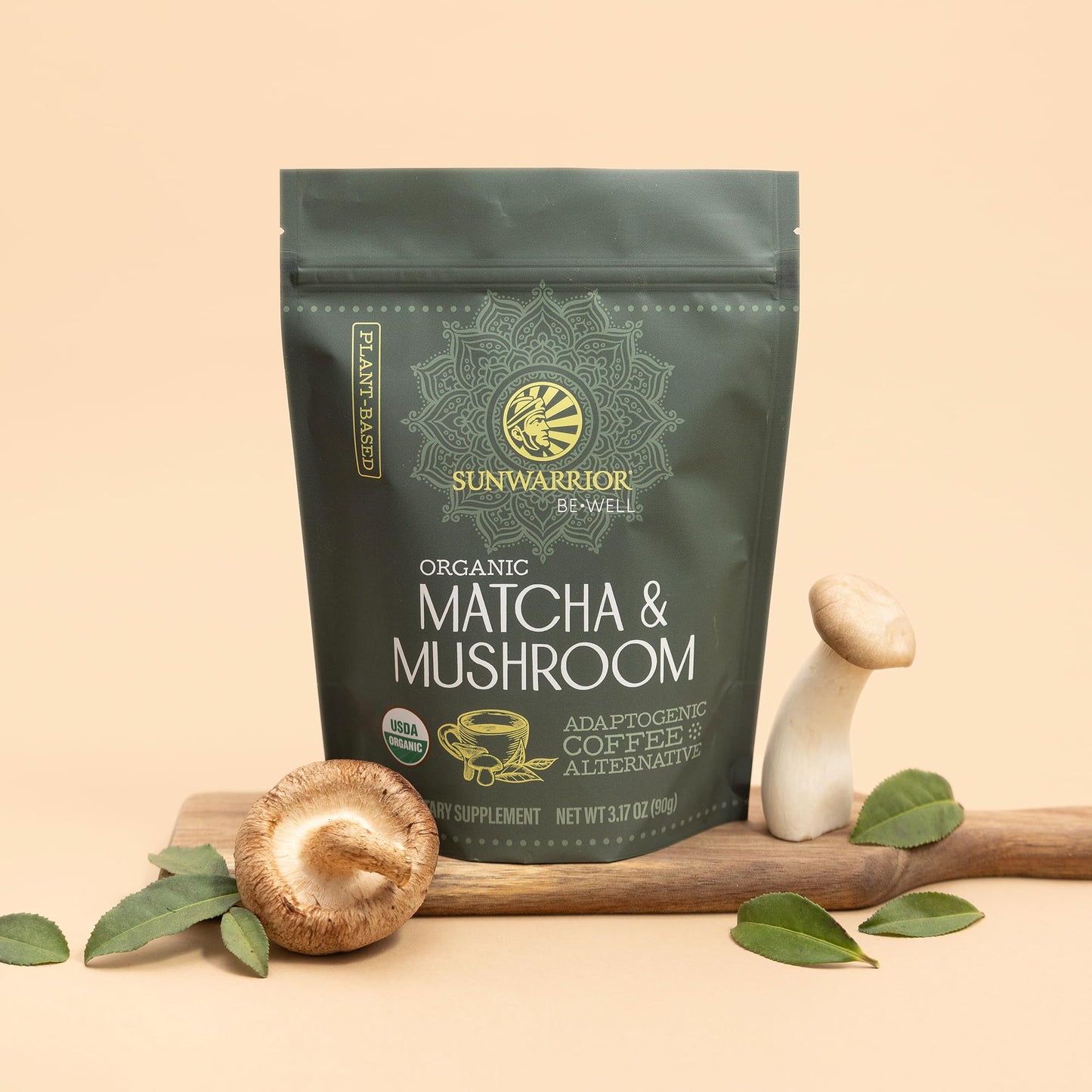 Sunwarrior Organic Matcha Mushroom Powder Supplement 3.1747