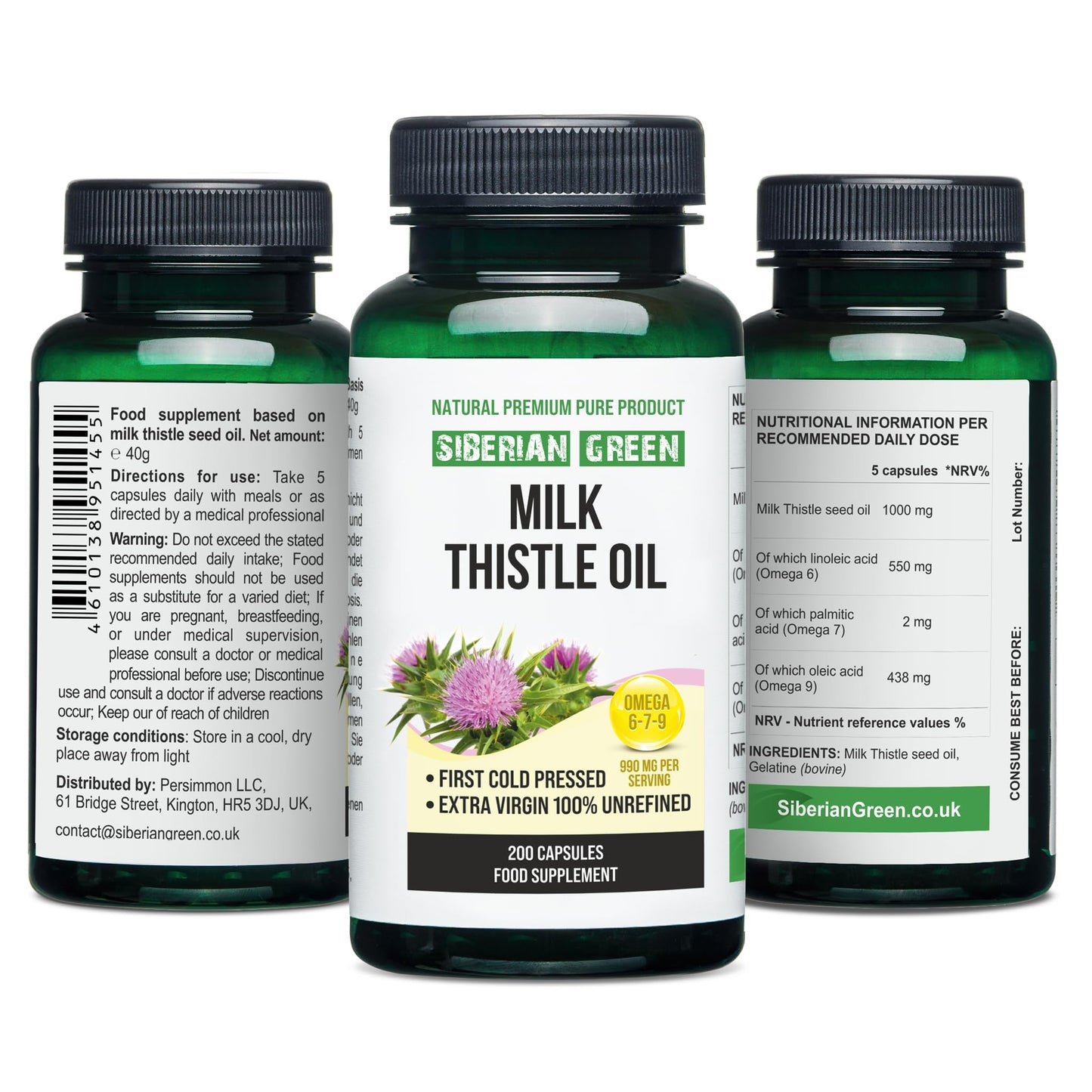 Siberian Green Milk Thistle Oil Softgels 200