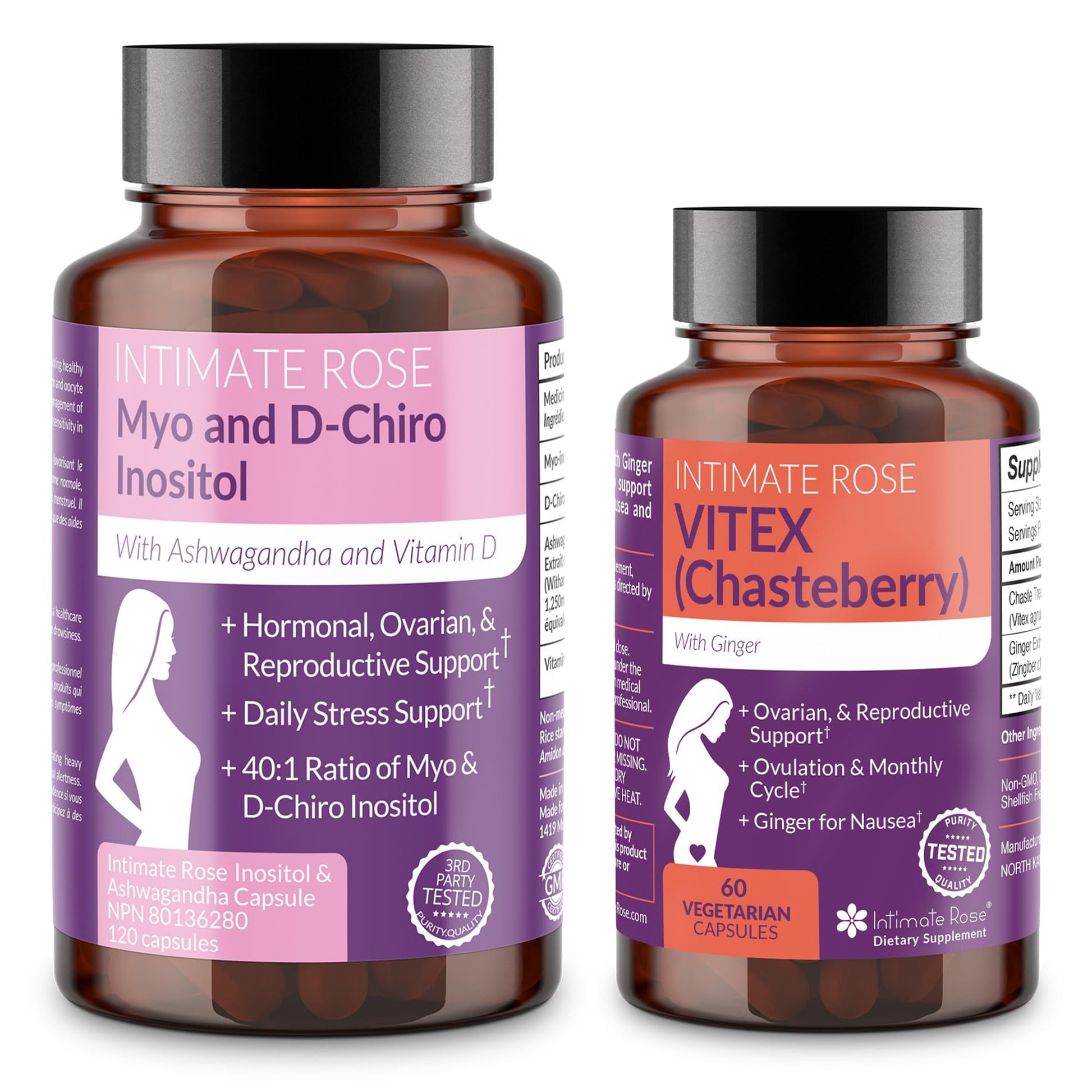 Intimate Rose Women’s Hormonal Balance Bundle – Myo-Inositol & D-Chiro Inositol + Vitex Capsule, 1 Count