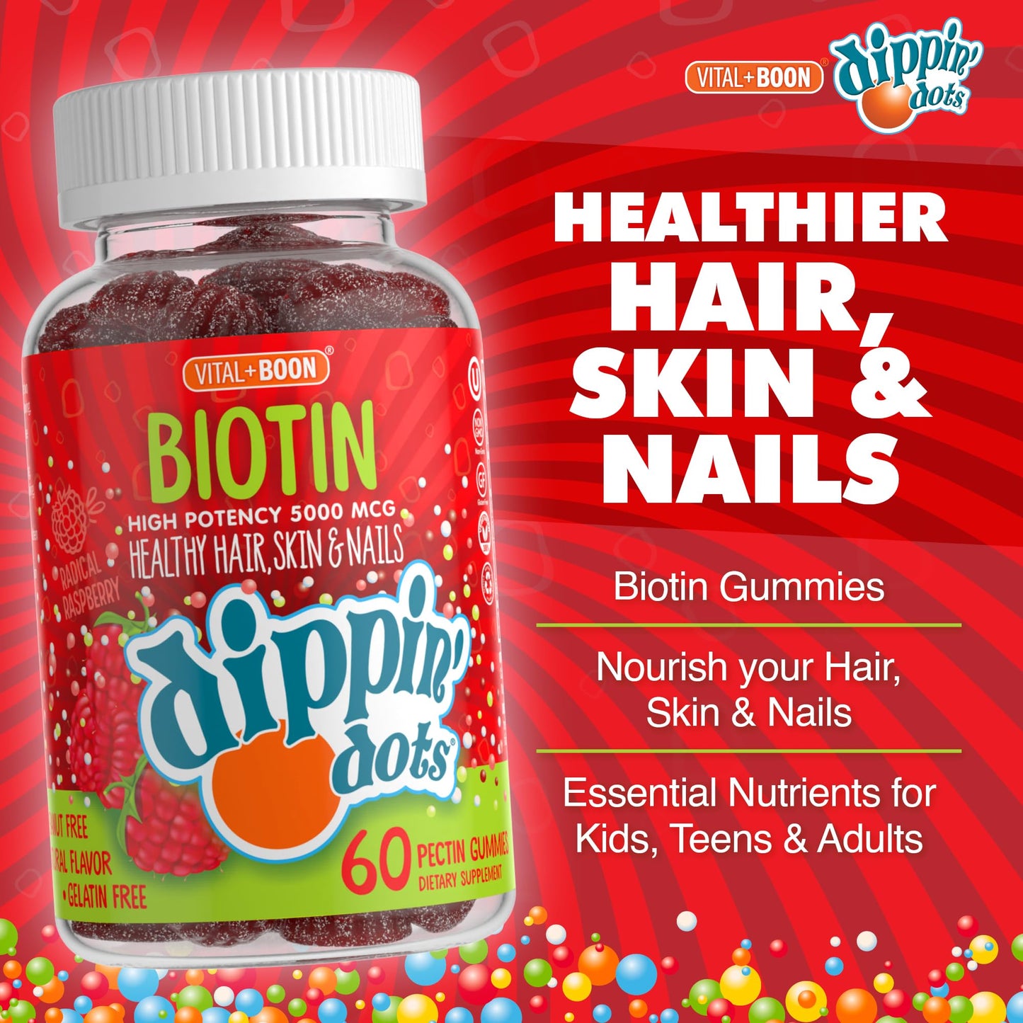 Vital+Boon Biotin Extra Strength 5000mcg Gummies, 60 Count