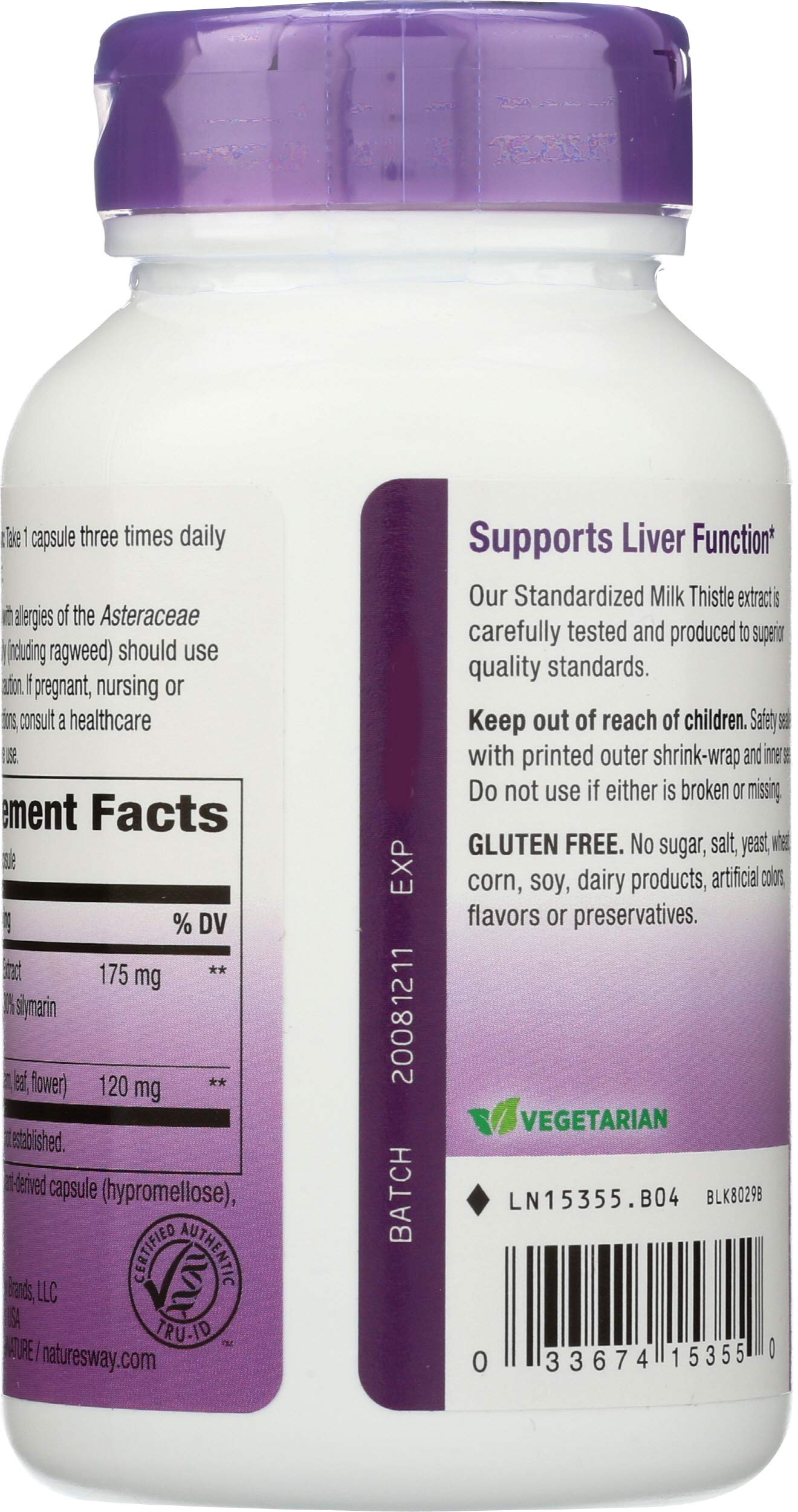Nature's Way Milk Thistle Standardized Capsule, 120 Count