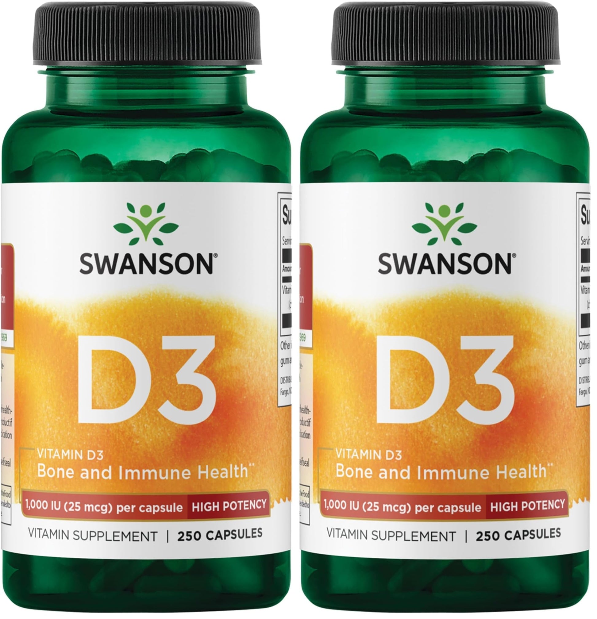 Swanson Vitamin D3 1000 IU Capsule, 500 Count