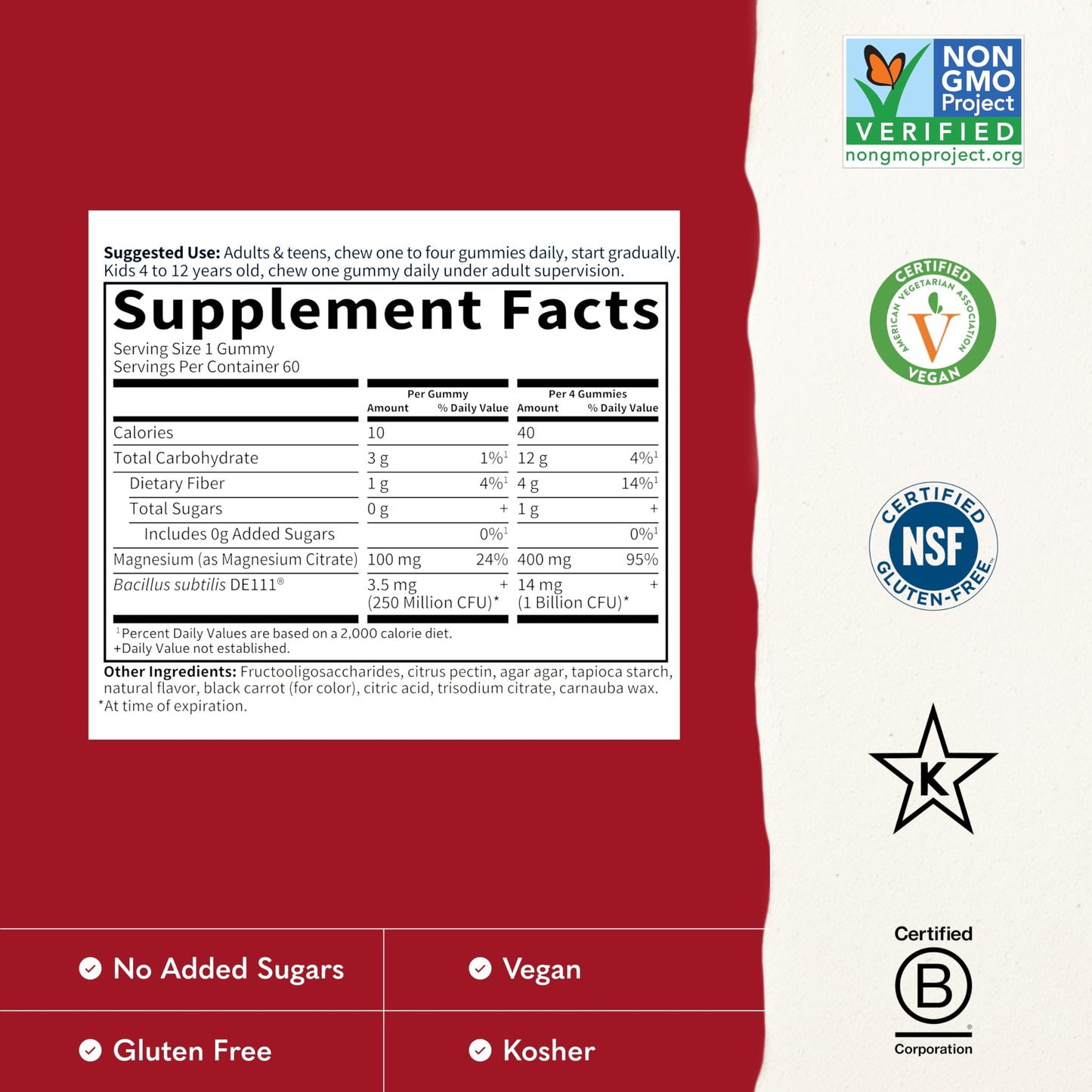 Garden of Life Magnesium with Pre & Probiotics Gummies, 60 Gummies