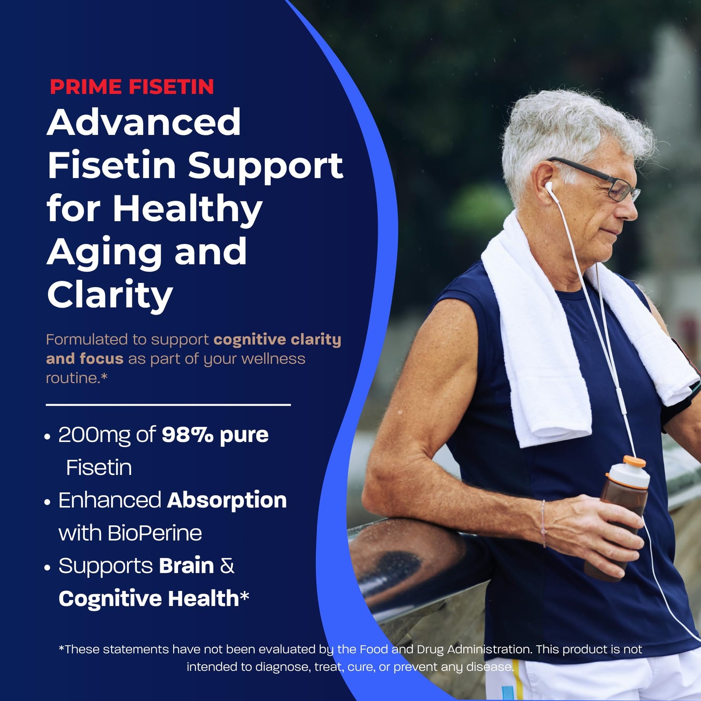 BONE SCIENCE Prime Fisetin 98% Plant-Based Flavonoid Supplement with Chamomile Extract, Trans-Pterostilbene, Phosphatidylcholine, and BioPerine 60 Capsules