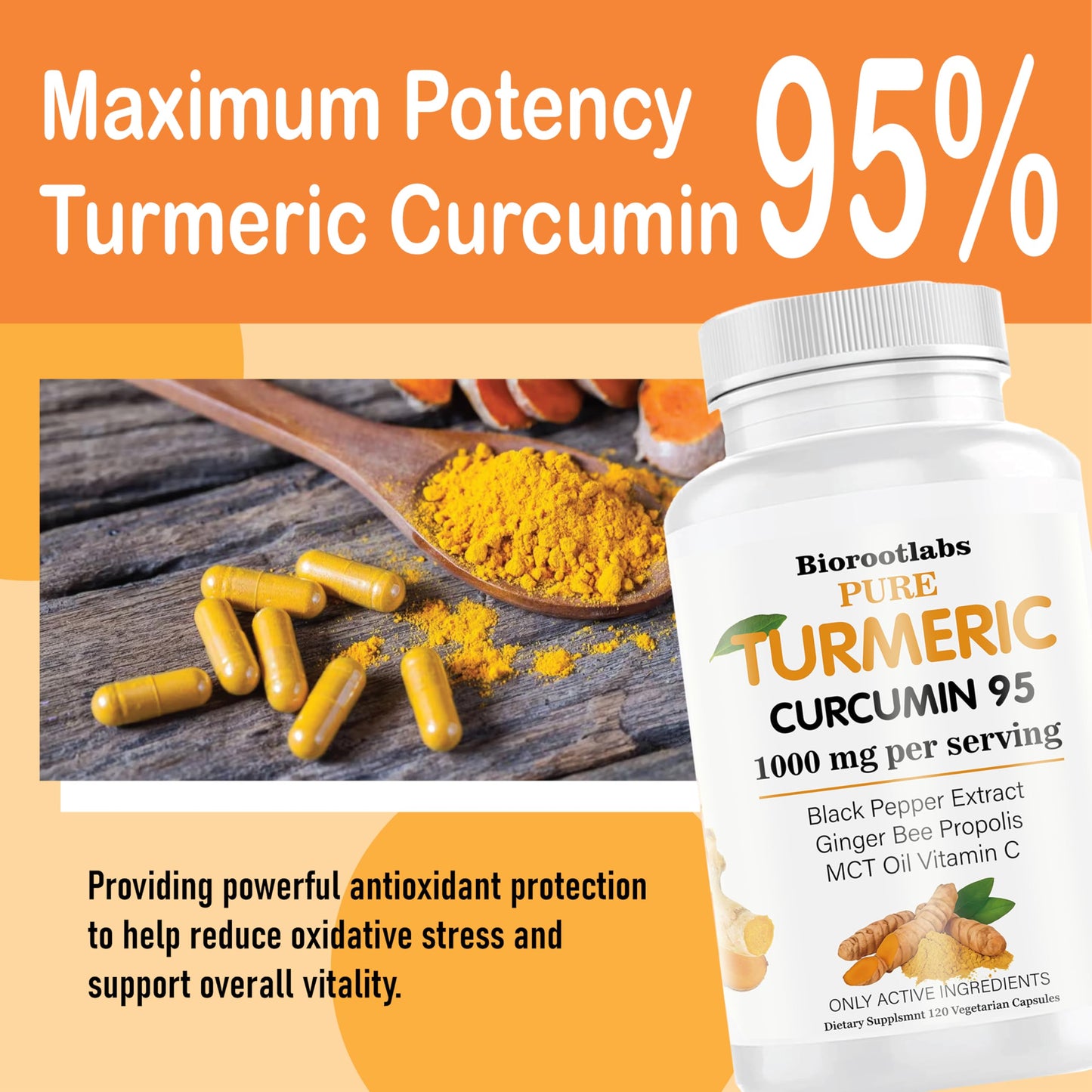 Biorootlabs Turmeric Curcumin with Black Pepper Softgels 120 Count