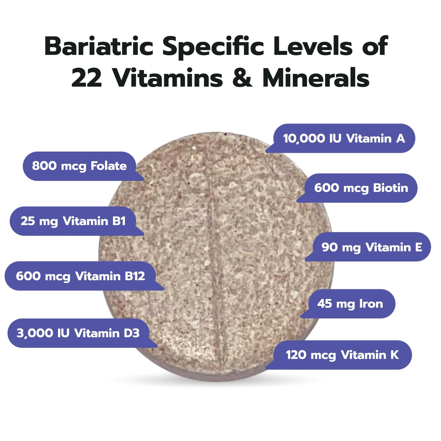 Bari Life Just One Chewable Once Daily Bariatric Multivitamin and Iron 30 Count