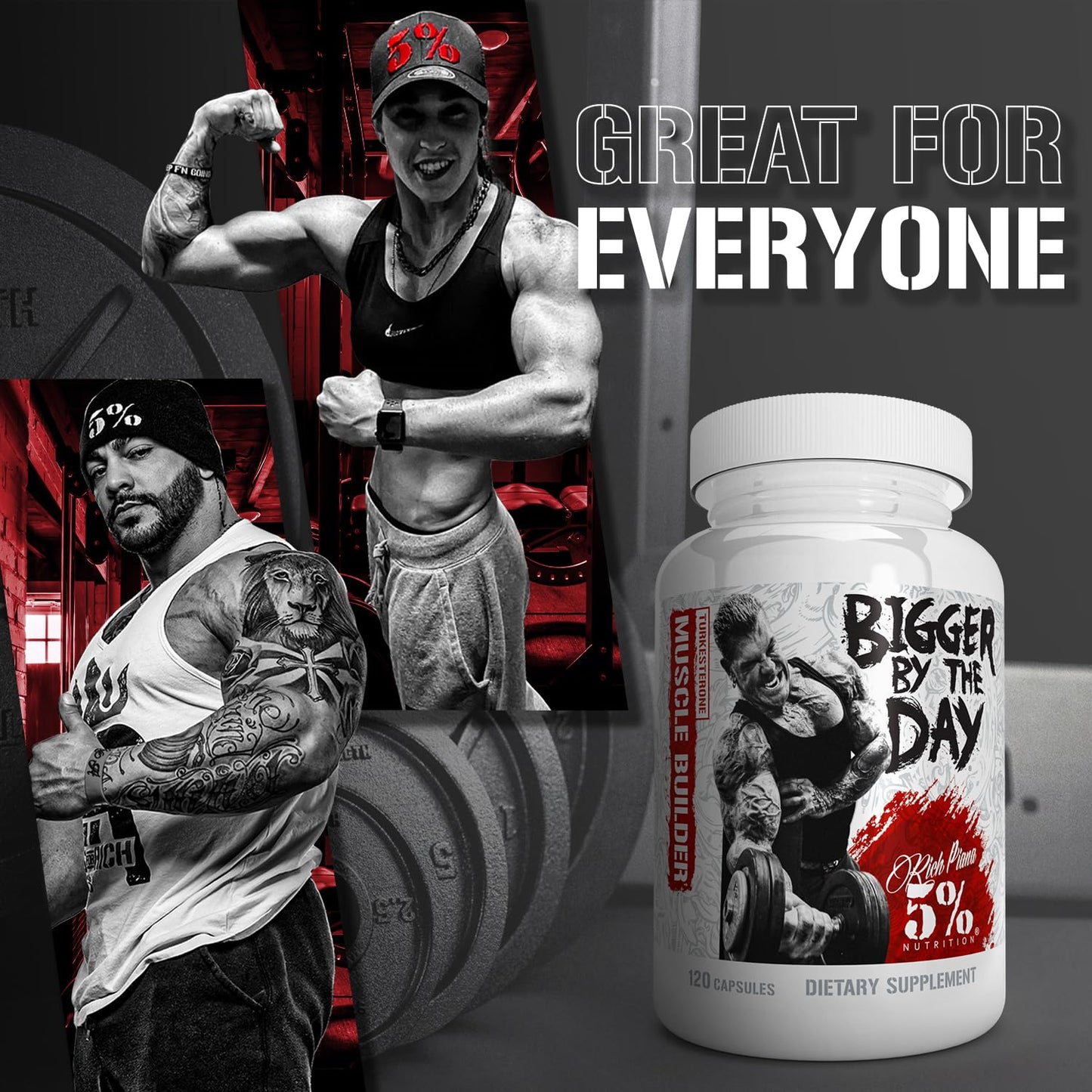 5% Nutrition Rich Piana BiggerByTheDay Anabolic Muscle Builder, Hardcore Mass Gainer Capsules 120