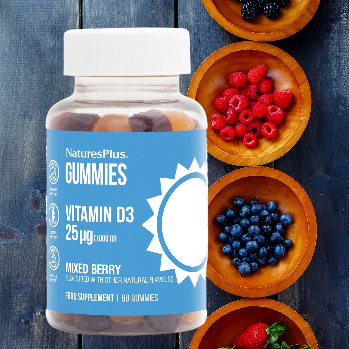 NaturesPlus Vitamin D3 1000 IU Gummies, 60 Count