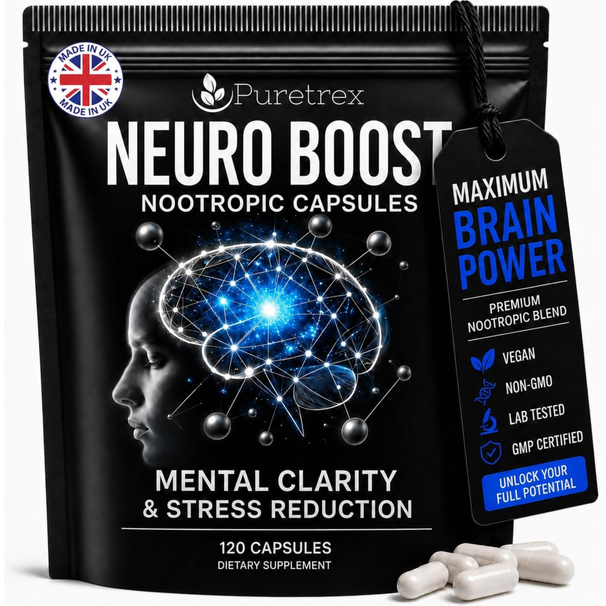 PURETREX Neuro Boost Nootropic Capsules 1 Count