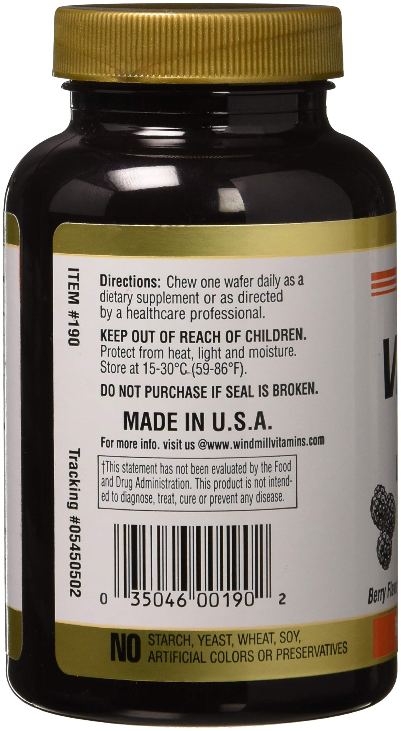 Windmill Vitamin C 500 mg Dietary Supplement Tablets and Wafers, 50 Count