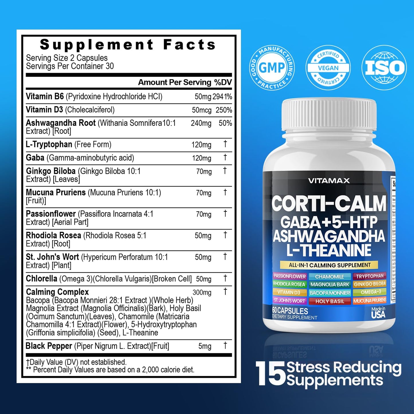 Vitamax Corti-Calm Cortisol Supplement Capsule 60 Count